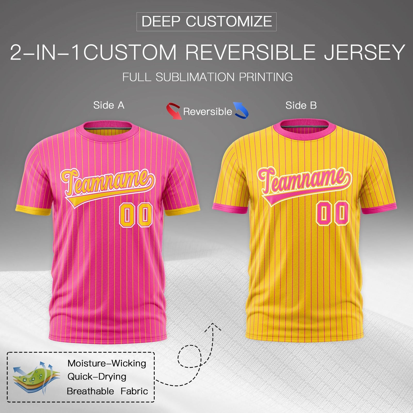 Custom Gold Pink White Reversible Stripe Fashion T-shirt| KXKSHOP