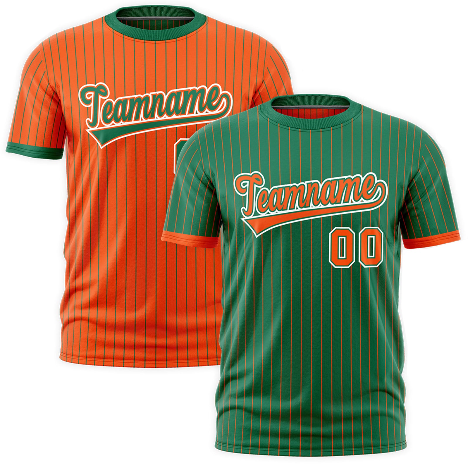 Custom Orange Kelly Green White Reversible Stripe Fashion T-shirt| KXKSHOP