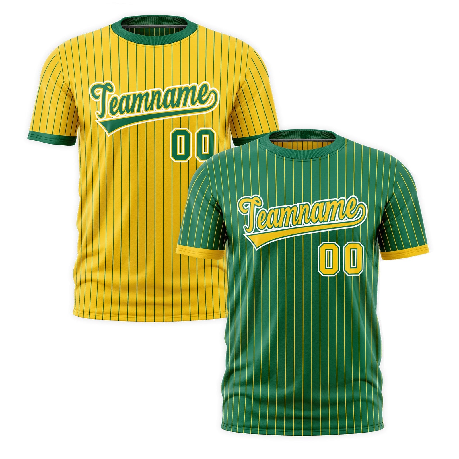 Custom Gold Kelly Green White Reversible Stripe Fashion T-shirt| KXKSHOP