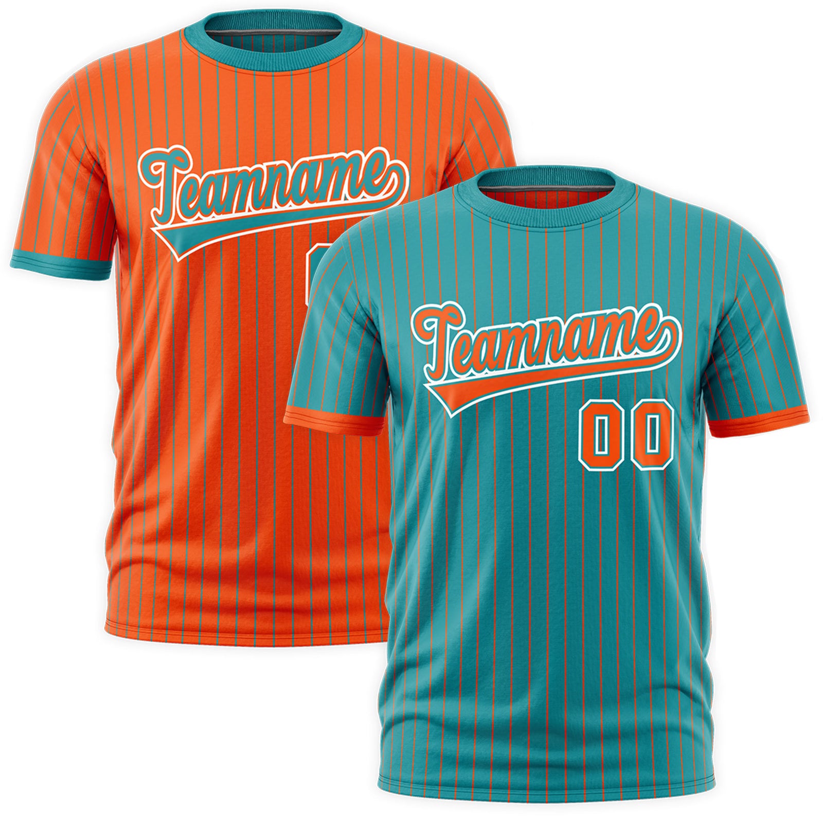 Custom Orange Aqua White Reversible Stripe Fashion T-shirt| KXKSHOP