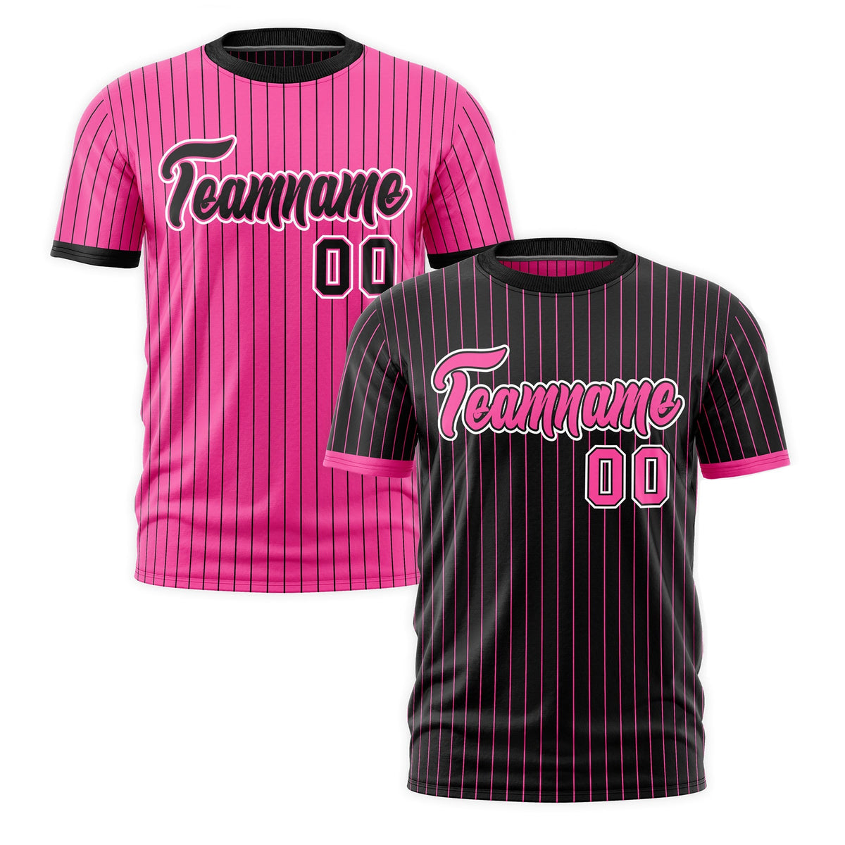 Custom Pink Black White Reversible Stripe Fashion T-shirt| KXKSHOP