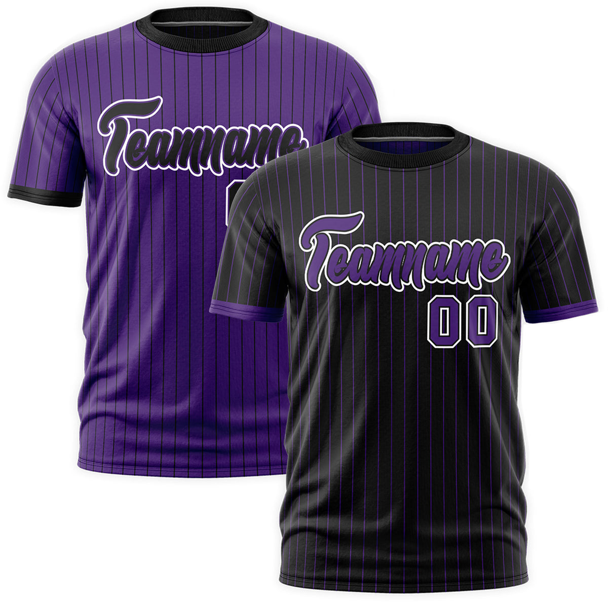 Custom Purple Black White Reversible Stripe Fashion T-shirt| KXKSHOP
