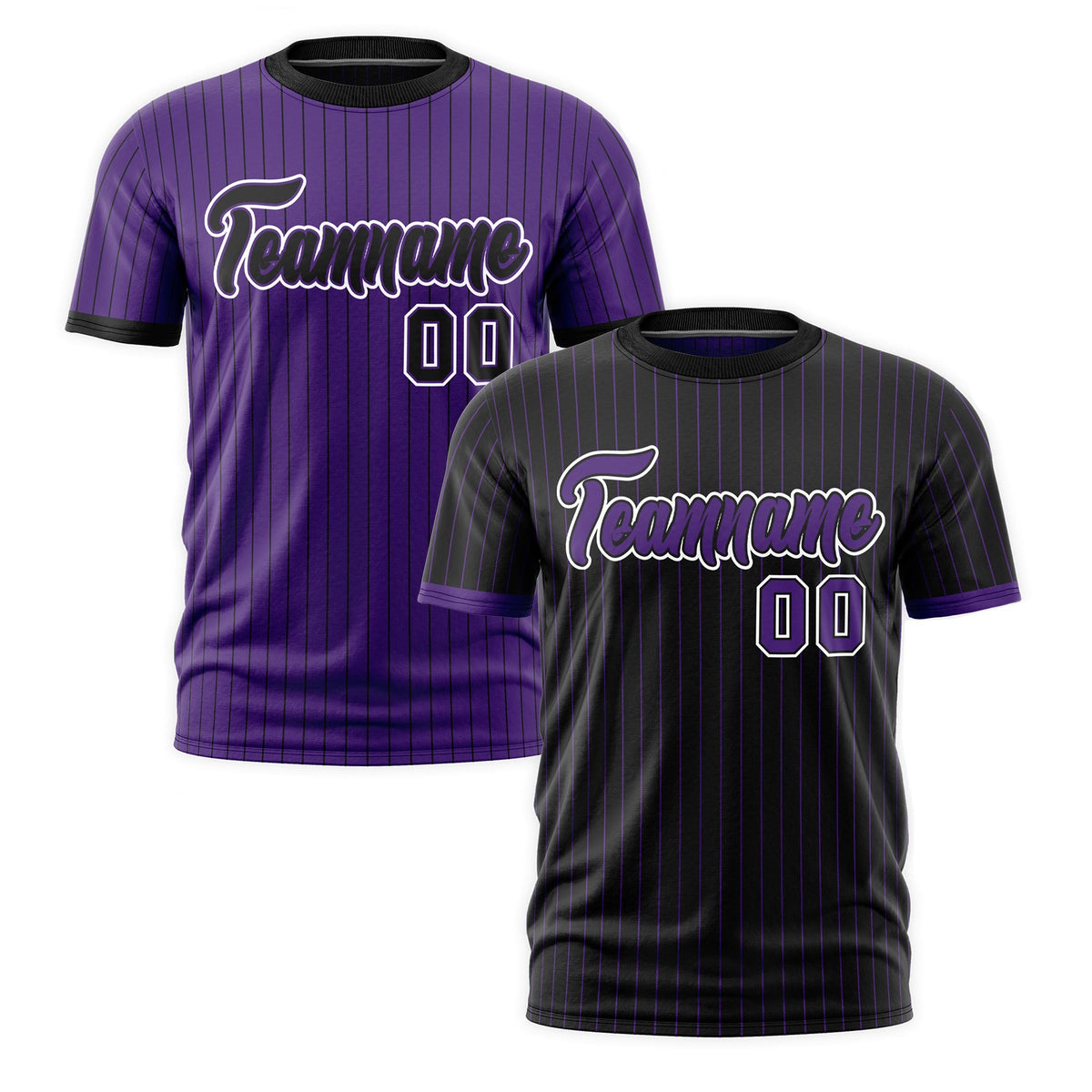 Custom Purple Black White Reversible Stripe Fashion T-shirt| KXKSHOP