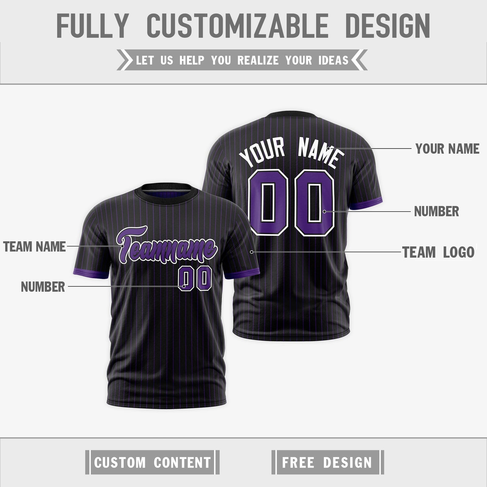 Custom Purple Black White Reversible Stripe Fashion T-shirt| KXKSHOP