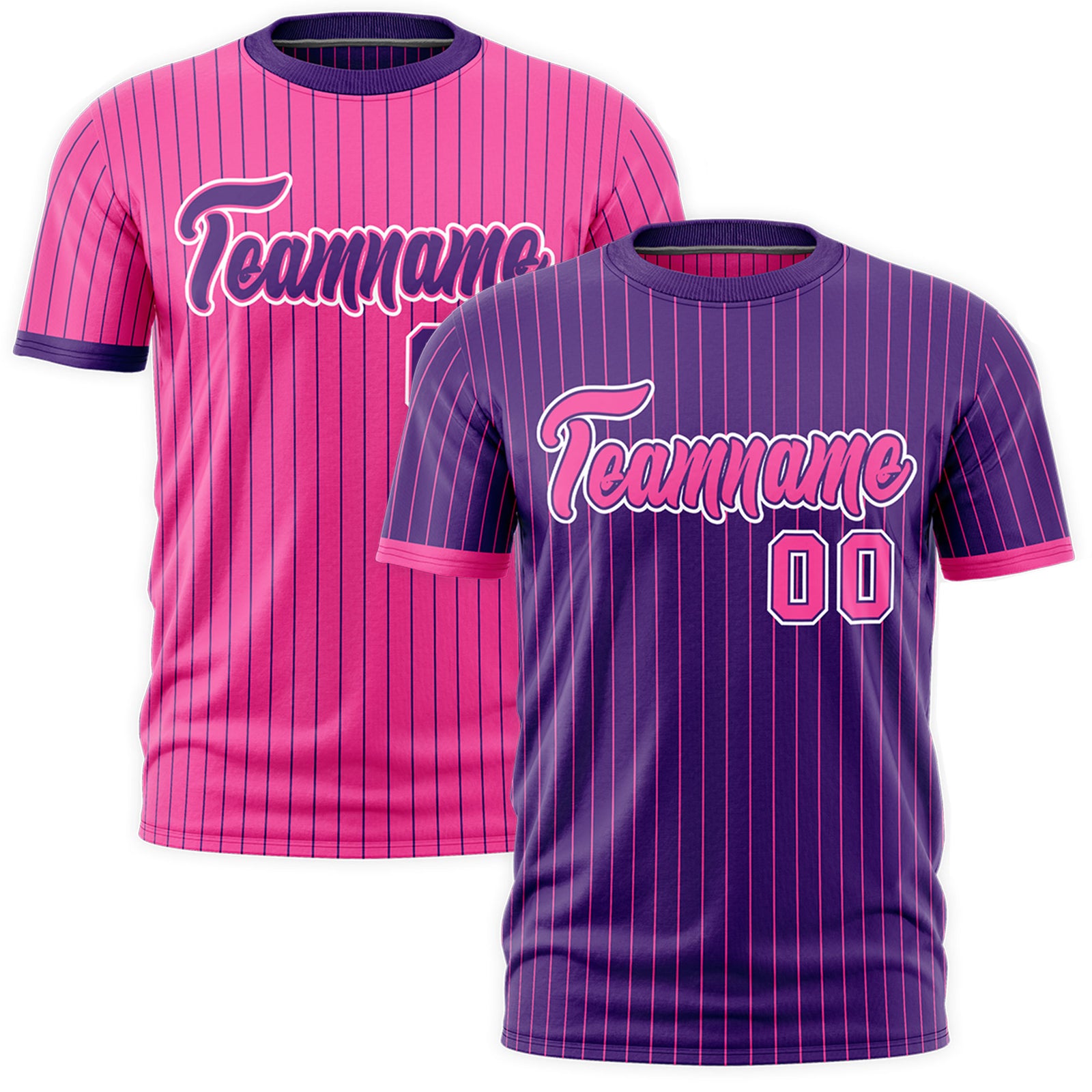 Custom Pink Purple White Reversible Stripe Fashion T-shirt| KXKSHOP