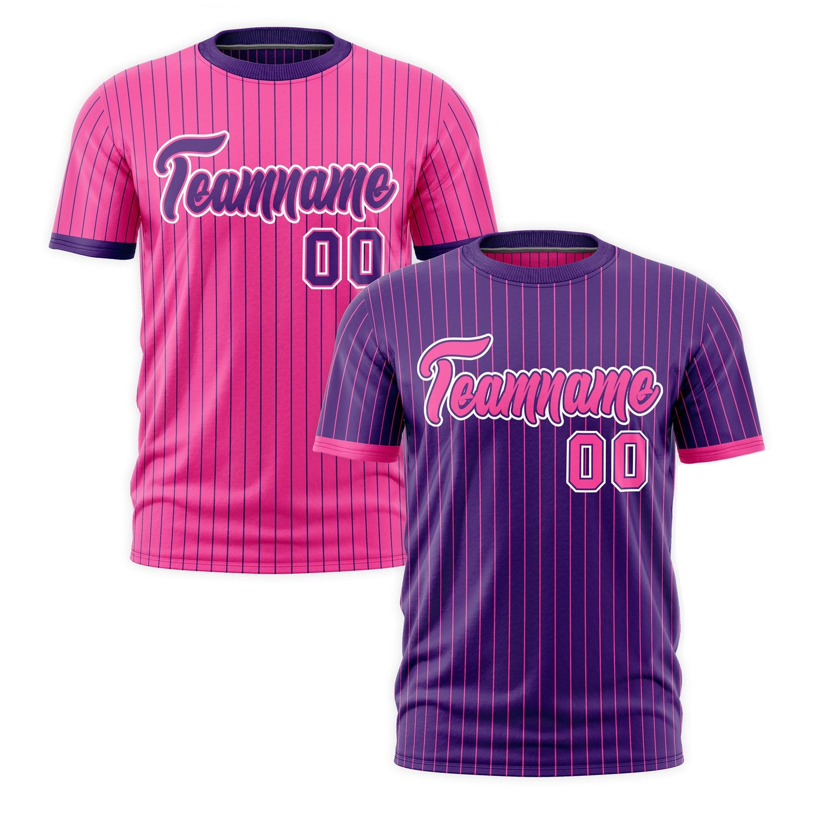 Custom Pink Purple White Reversible Stripe Fashion T-shirt| KXKSHOP