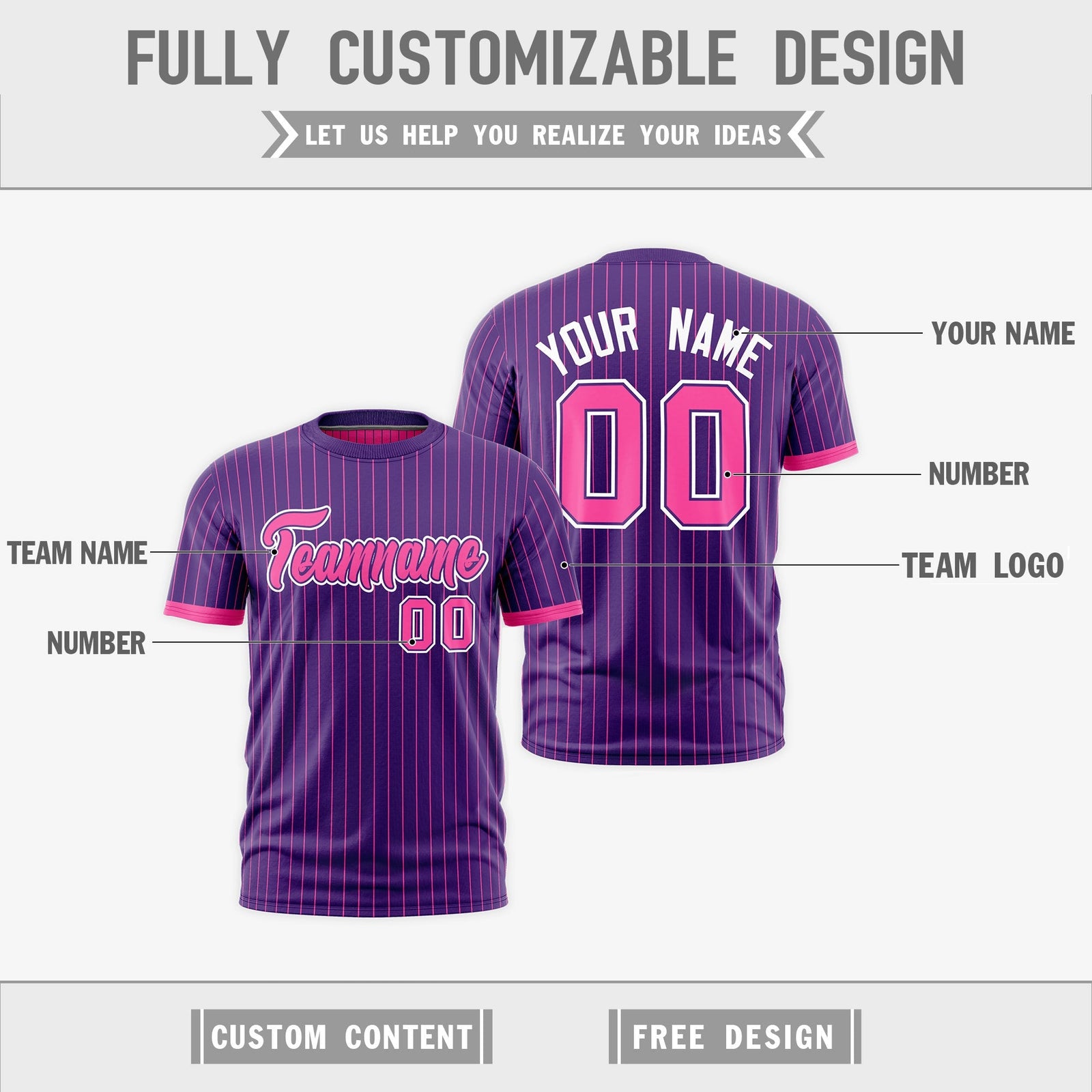Custom Pink Purple White Reversible Stripe Fashion T-shirt| KXKSHOP