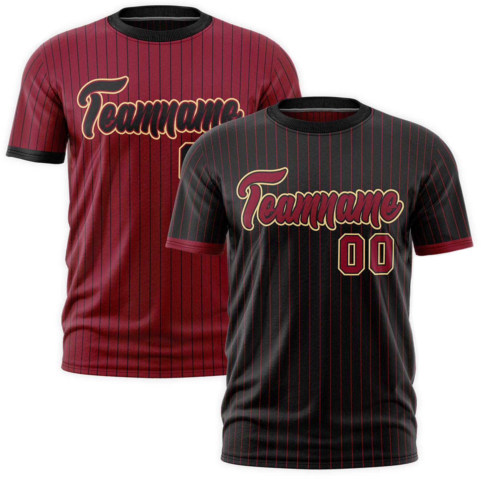 Custom Crimson Black Khaki Reversible Stripe Fashion T-shirt| KXKSHOP