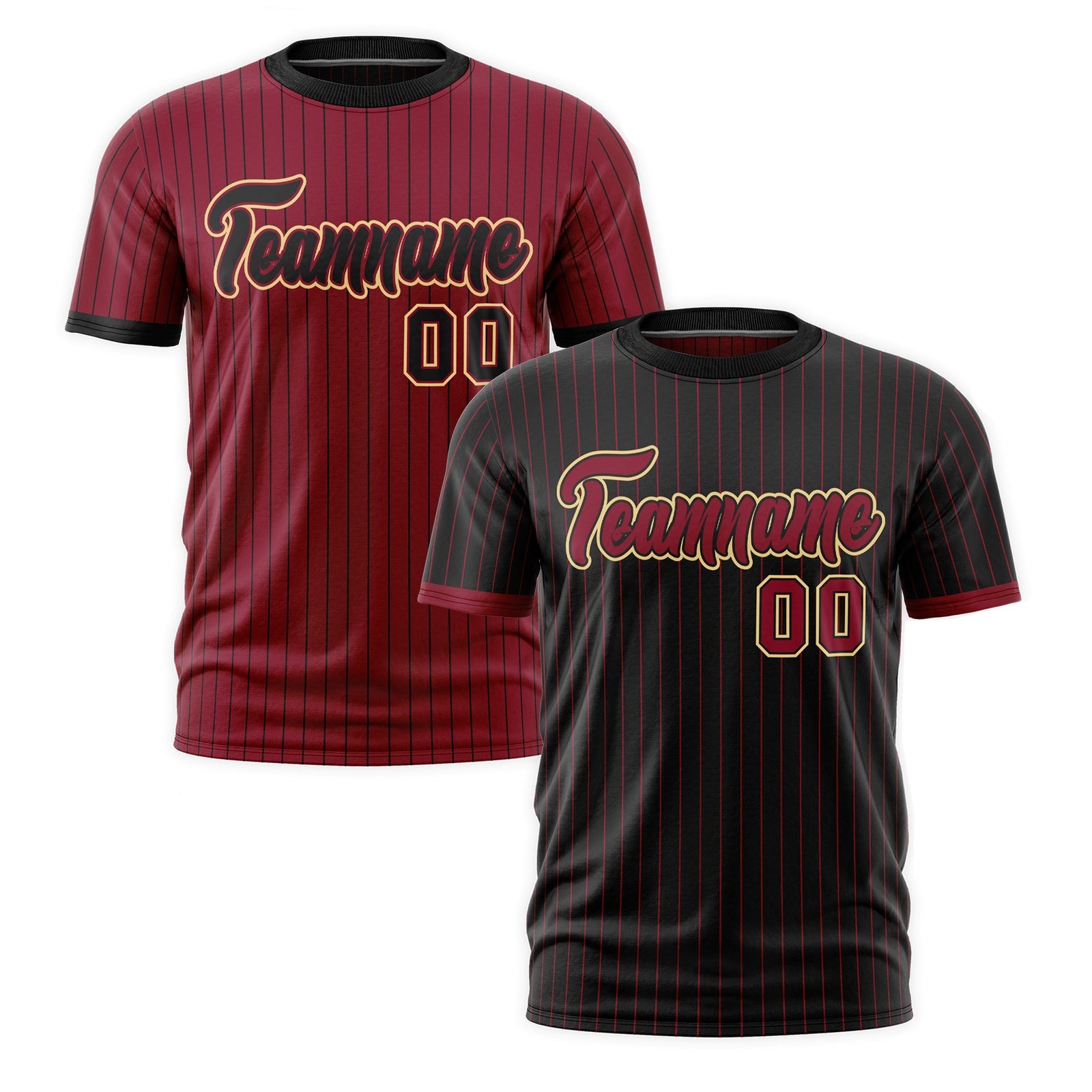 Custom Crimson Black Khaki Reversible Stripe Fashion T-shirt| KXKSHOP