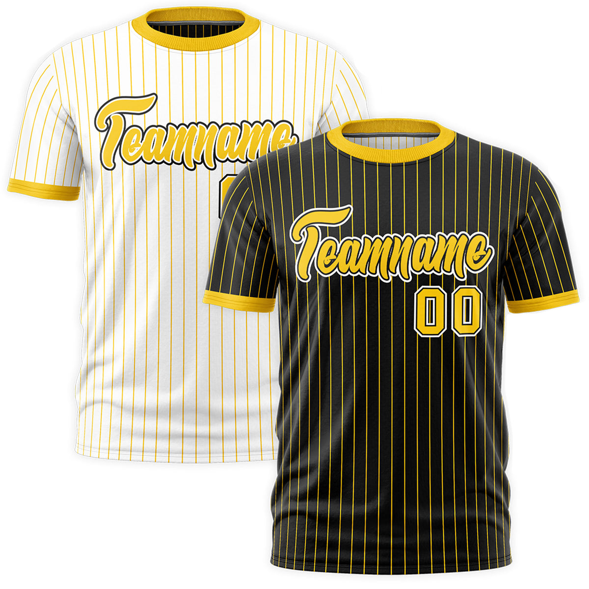 Custom Gold Black White Reversible Stripe Fashion T-shirt| KXKSHOP
