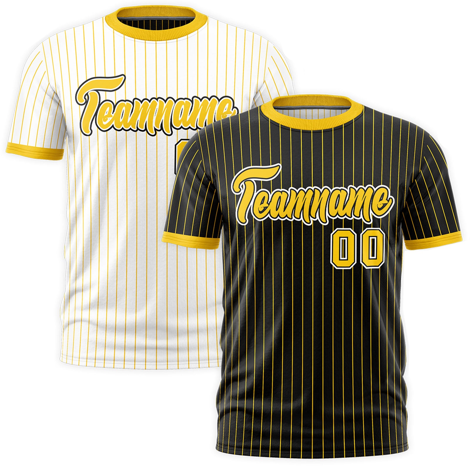 Custom Gold Black White Reversible Stripe Fashion T-shirt| KXKSHOP