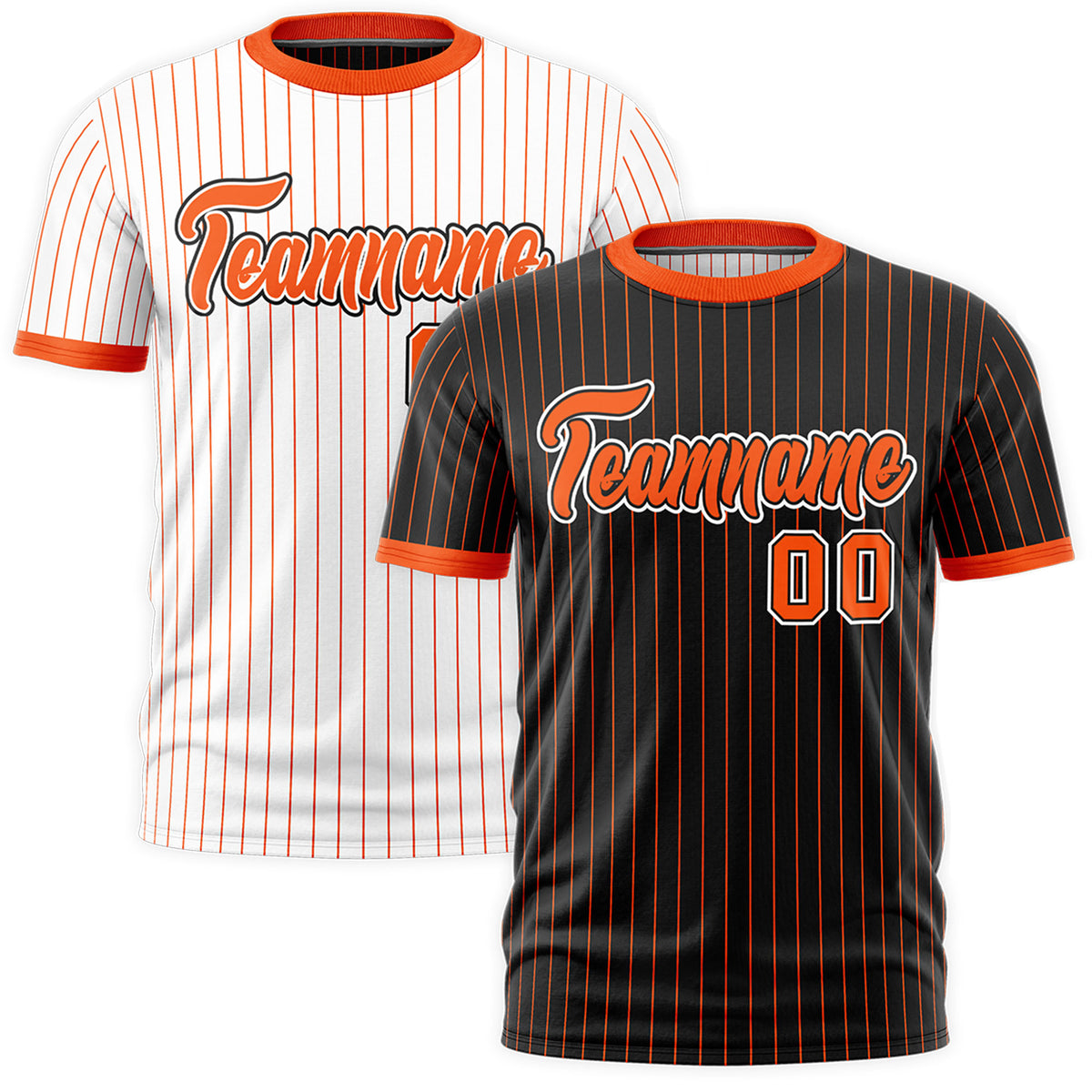 Custom Orange Black White Reversible Stripe Fashion T-shirt| KXKSHOP