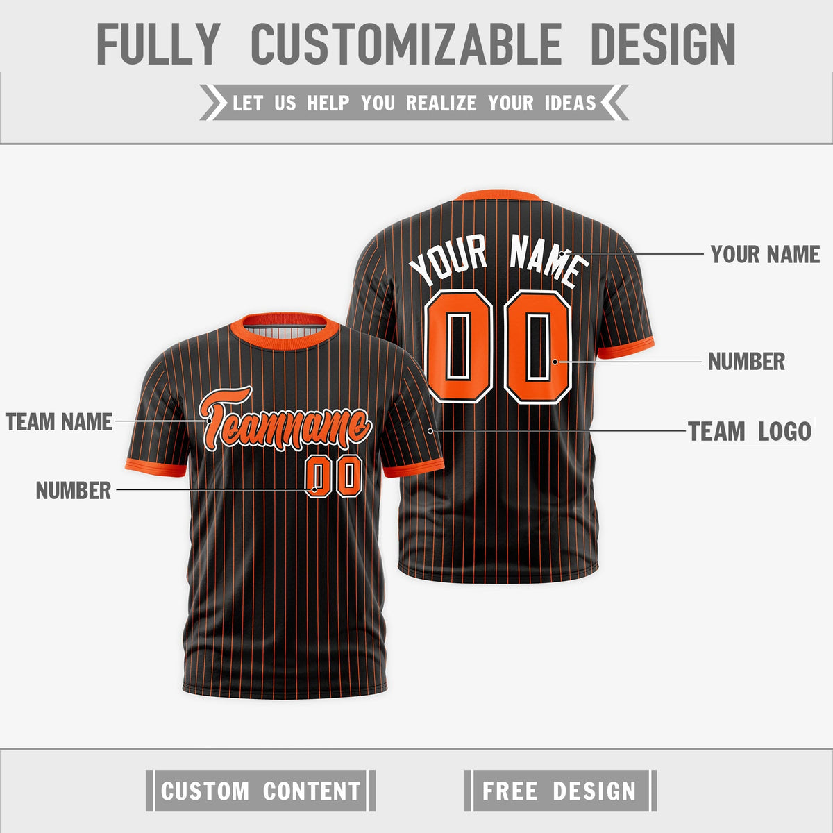Custom Orange Black White Reversible Stripe Fashion T-shirt| KXKSHOP