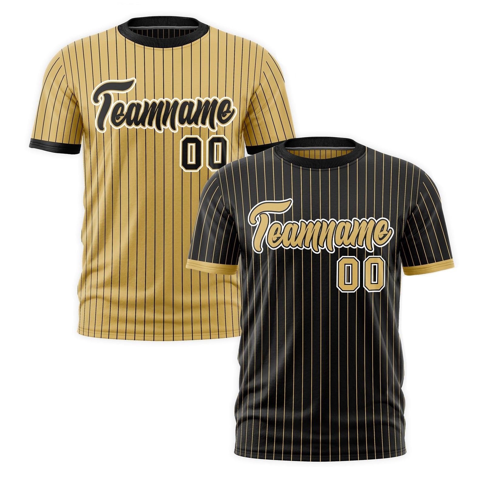 Custom Old Gold Black White Reversible Stripe Fashion T-shirt| KXKSHOP