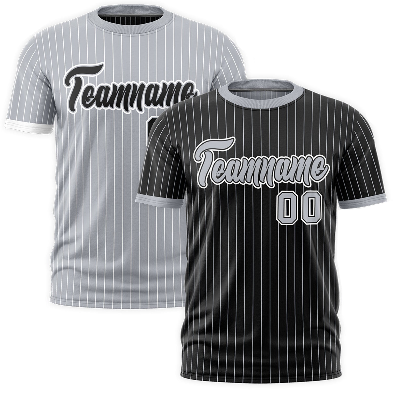 Custom Silver Black White Reversible Stripe Fashion T-shirt| KXKSHOP