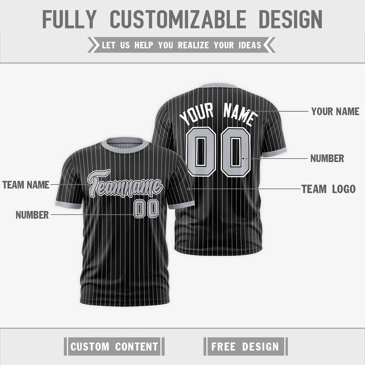 Custom Silver Black White Reversible Stripe Fashion T-shirt| KXKSHOP