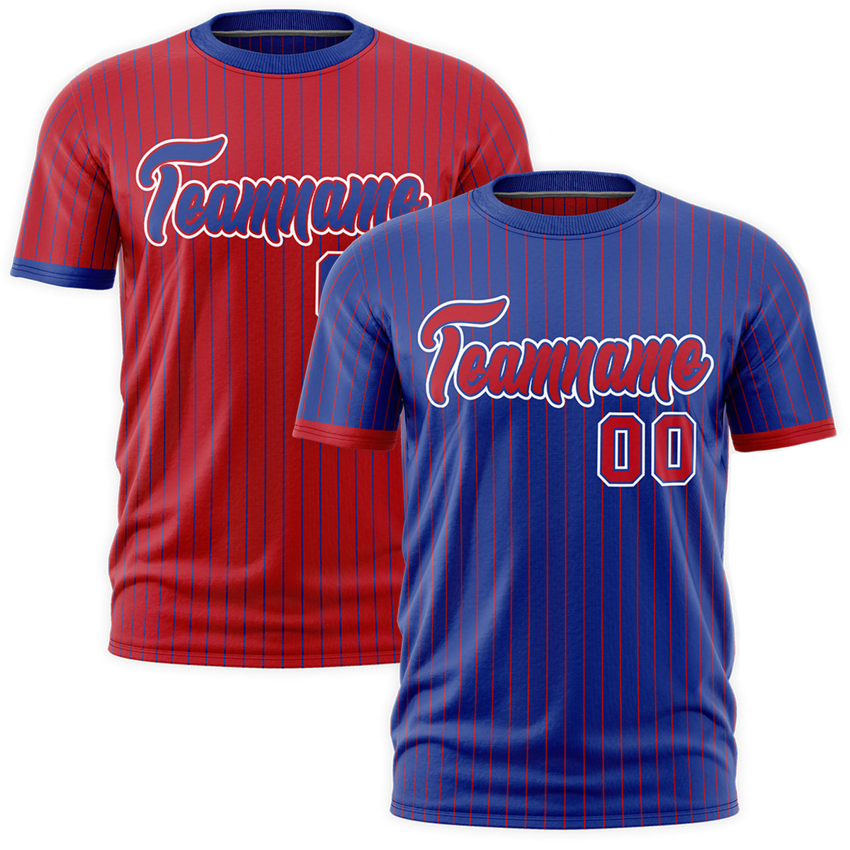 Custom Red Royal Blue White Reversible Stripe Fashion T-shirt| KXKSHOP