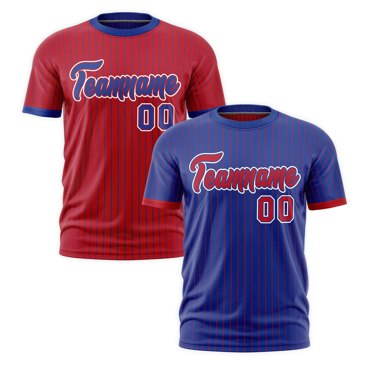 Custom Red Royal Blue White Reversible Stripe Fashion T-shirt| KXKSHOP