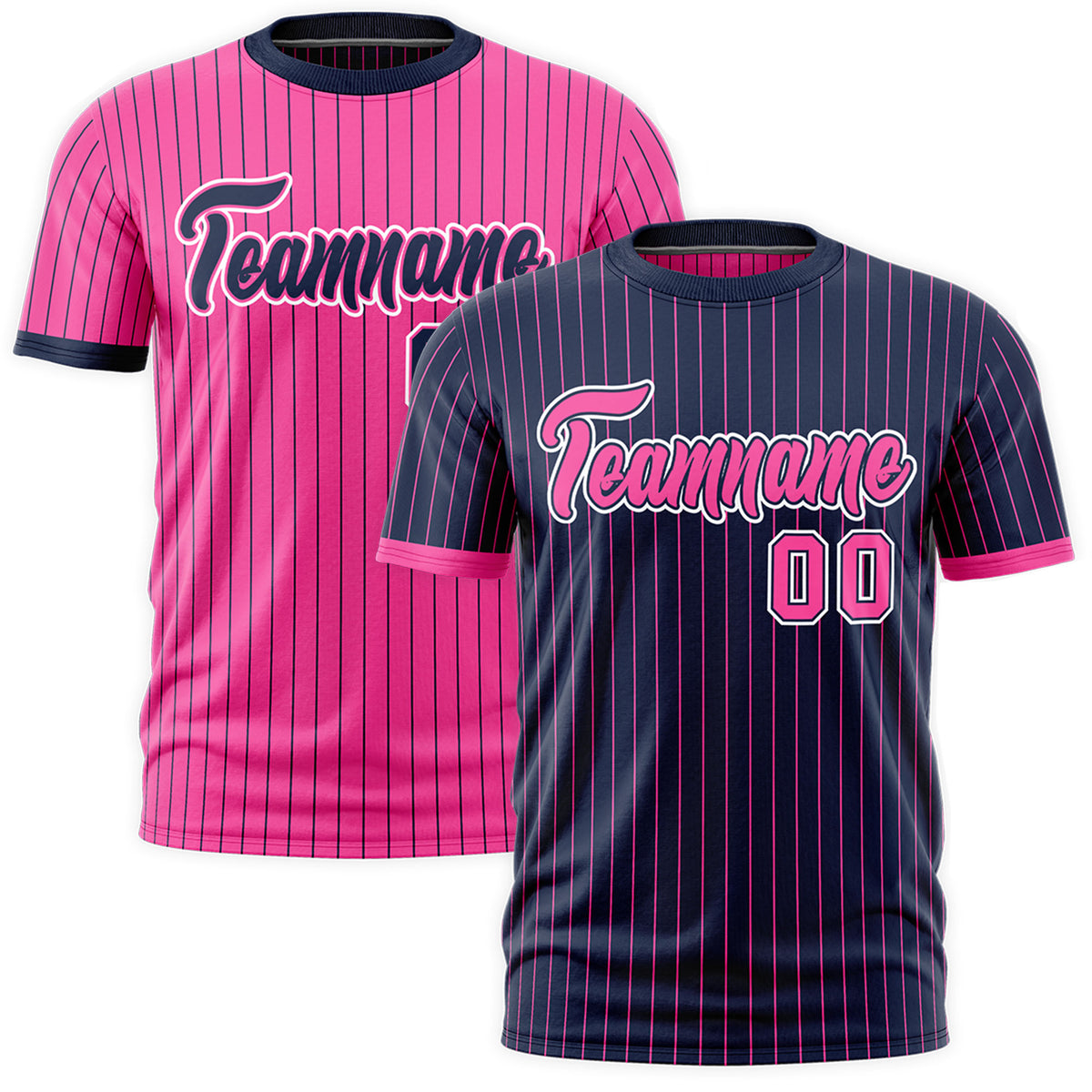 Custom Pink Navy White Reversible Stripe Fashion T-shirt| KXKSHOP