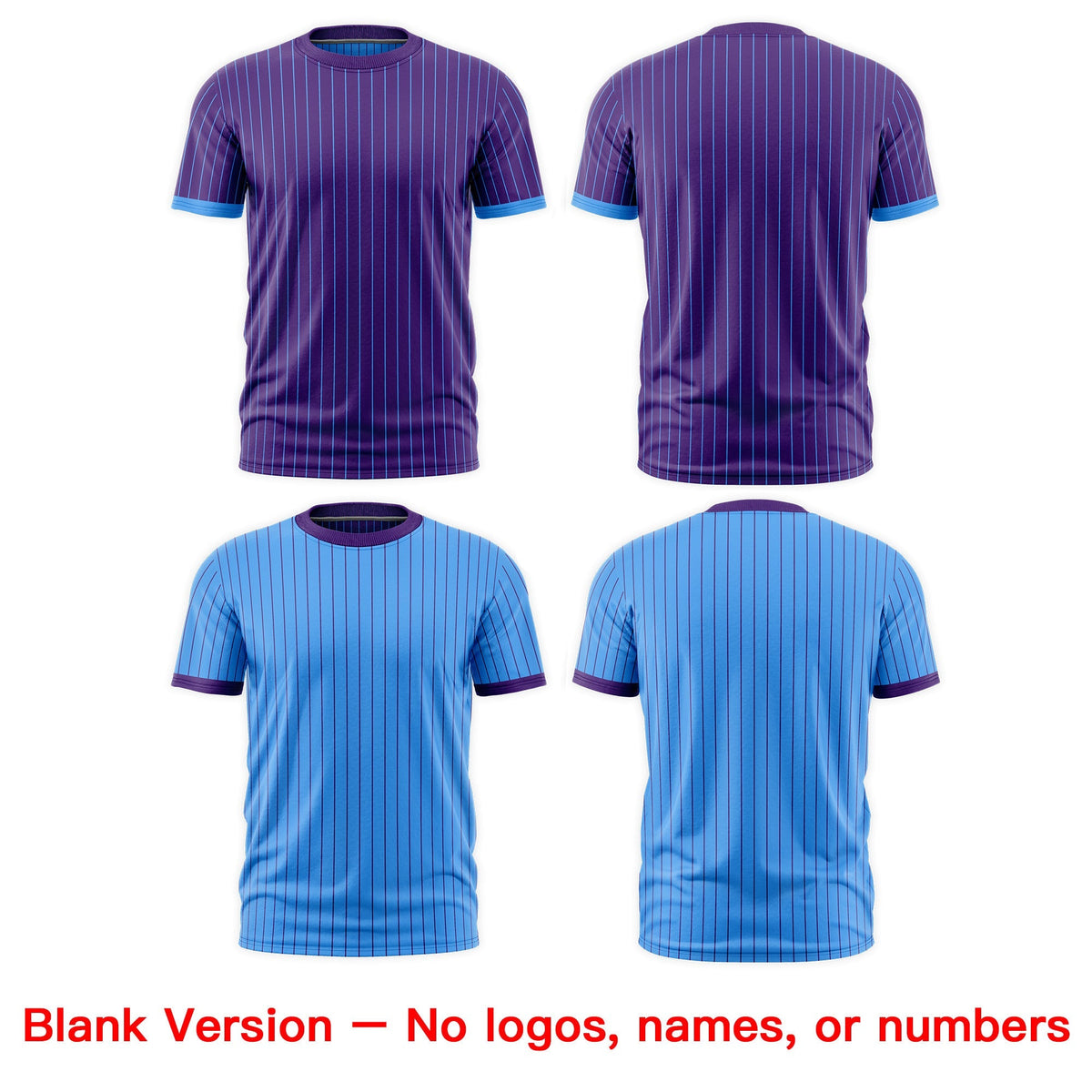 Custom Powder Blue Purple White Reversible Stripe Fashion T-shirt| KXKSHOP