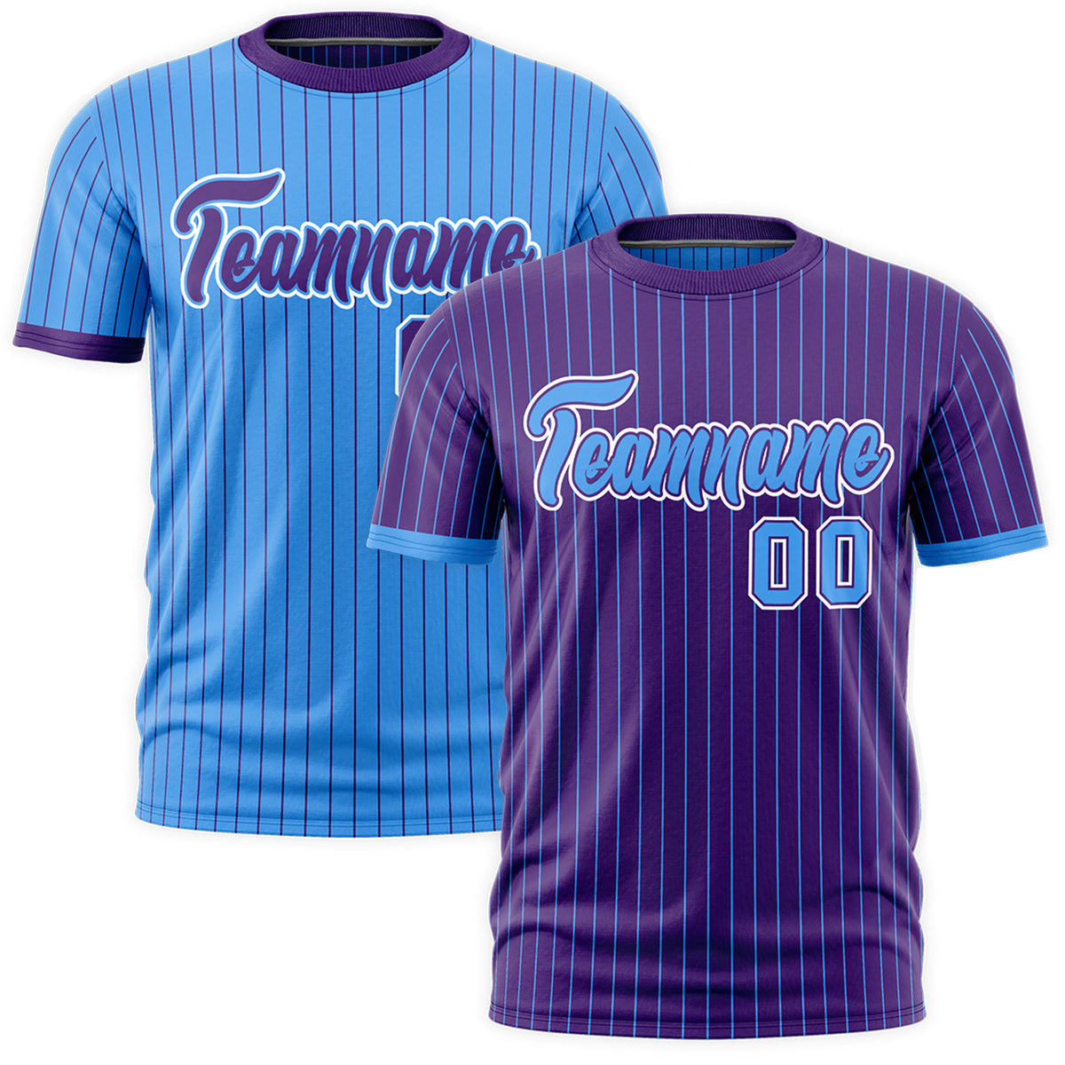 Custom Powder Blue Purple White Reversible Stripe Fashion T-shirt| KXKSHOP
