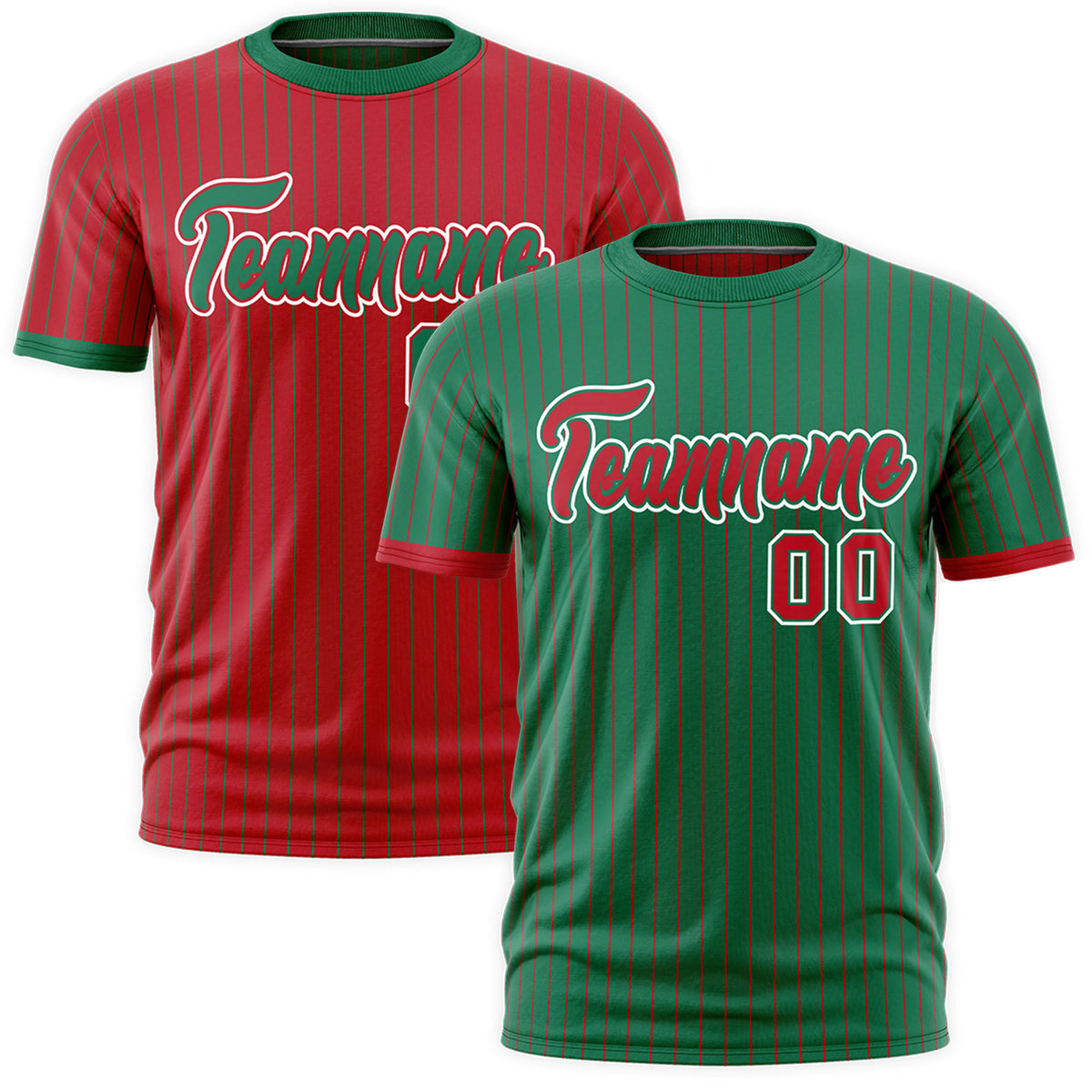 Custom Red Kelly Green White Reversible Stripe Fashion T-shirt| KXKSHOP
