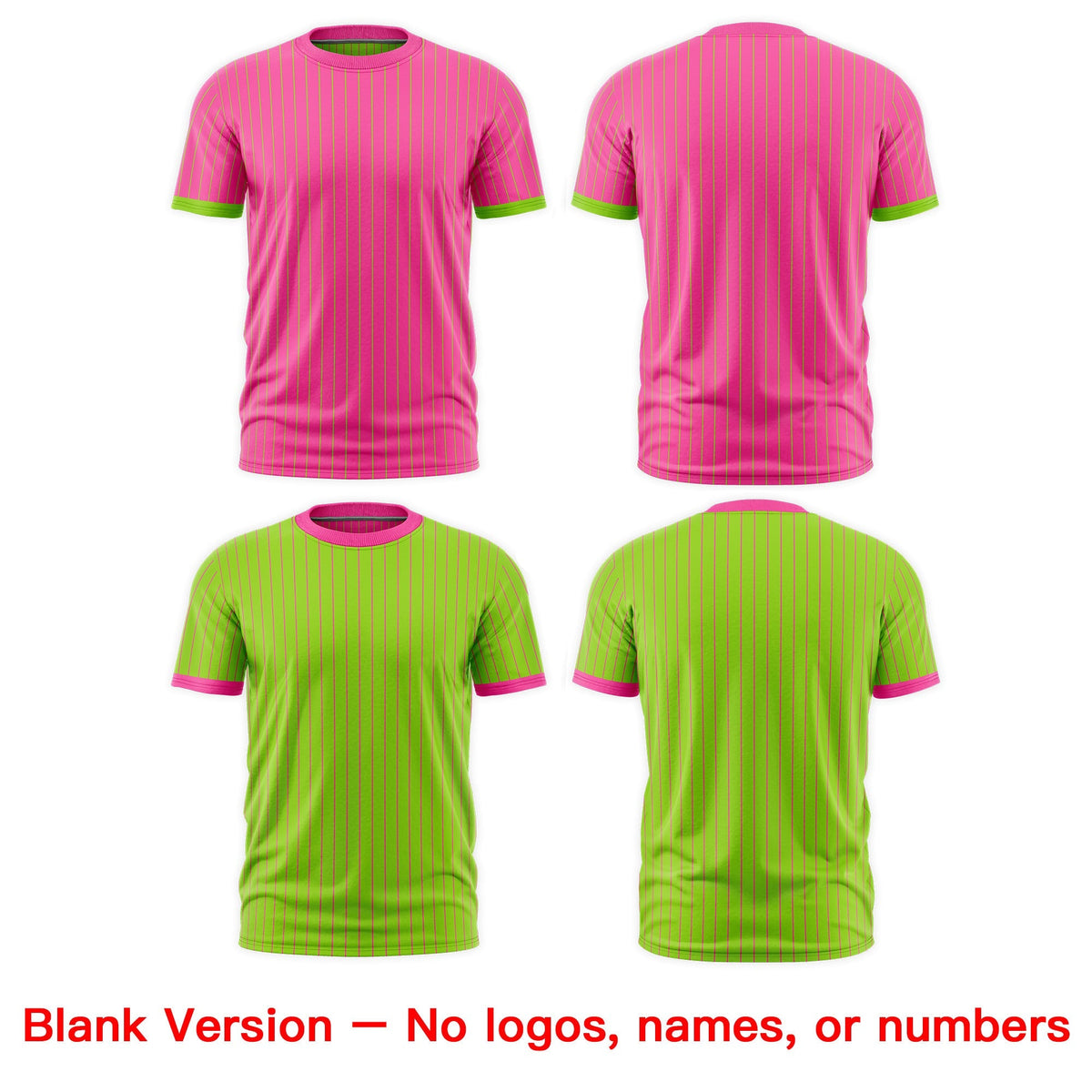 Custom Neon Green Pink White Reversible Stripe Fashion T-shirt| KXKSHOP