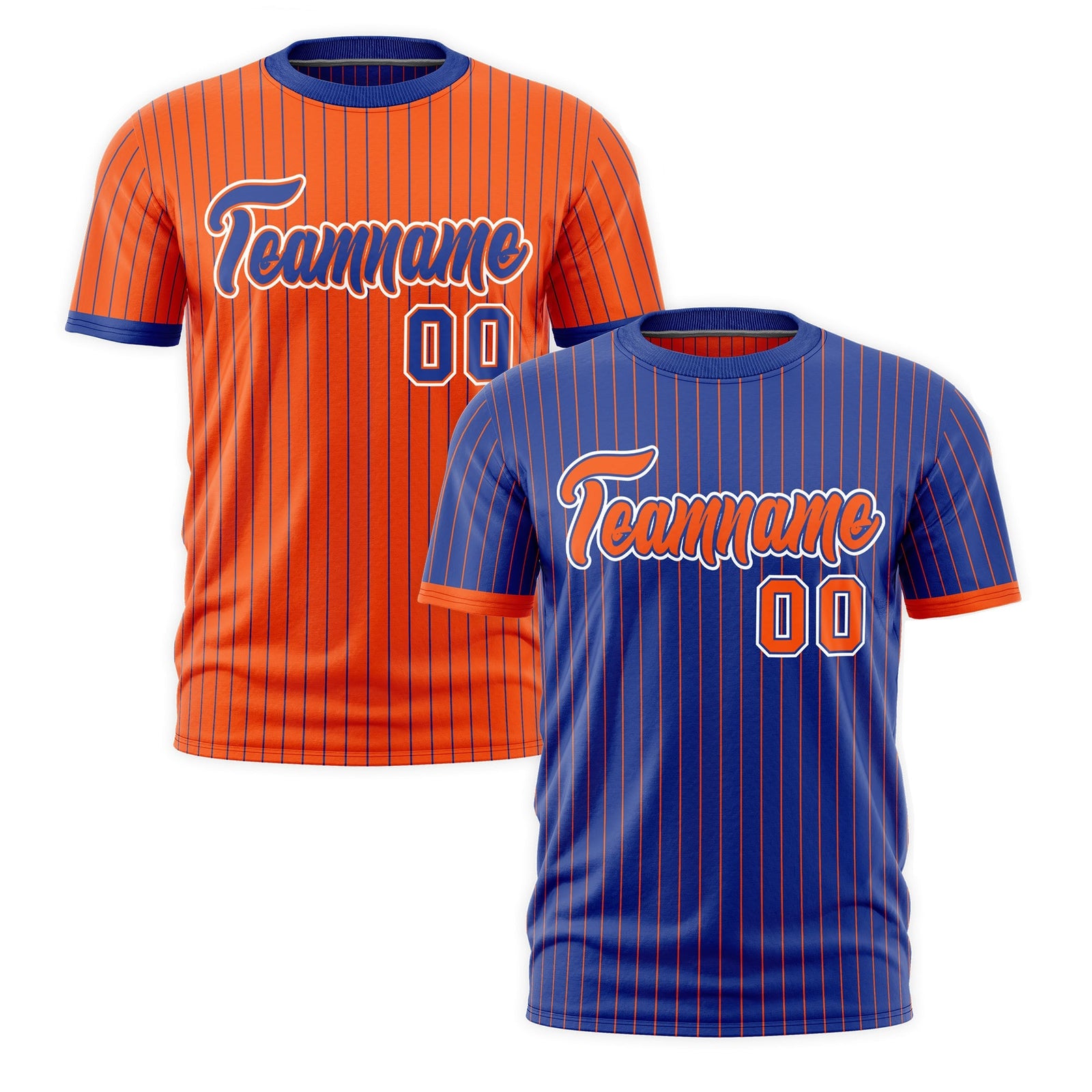 Custom Orange Royal Blue White Reversible Stripe Fashion T-shirt| KXKSHOP