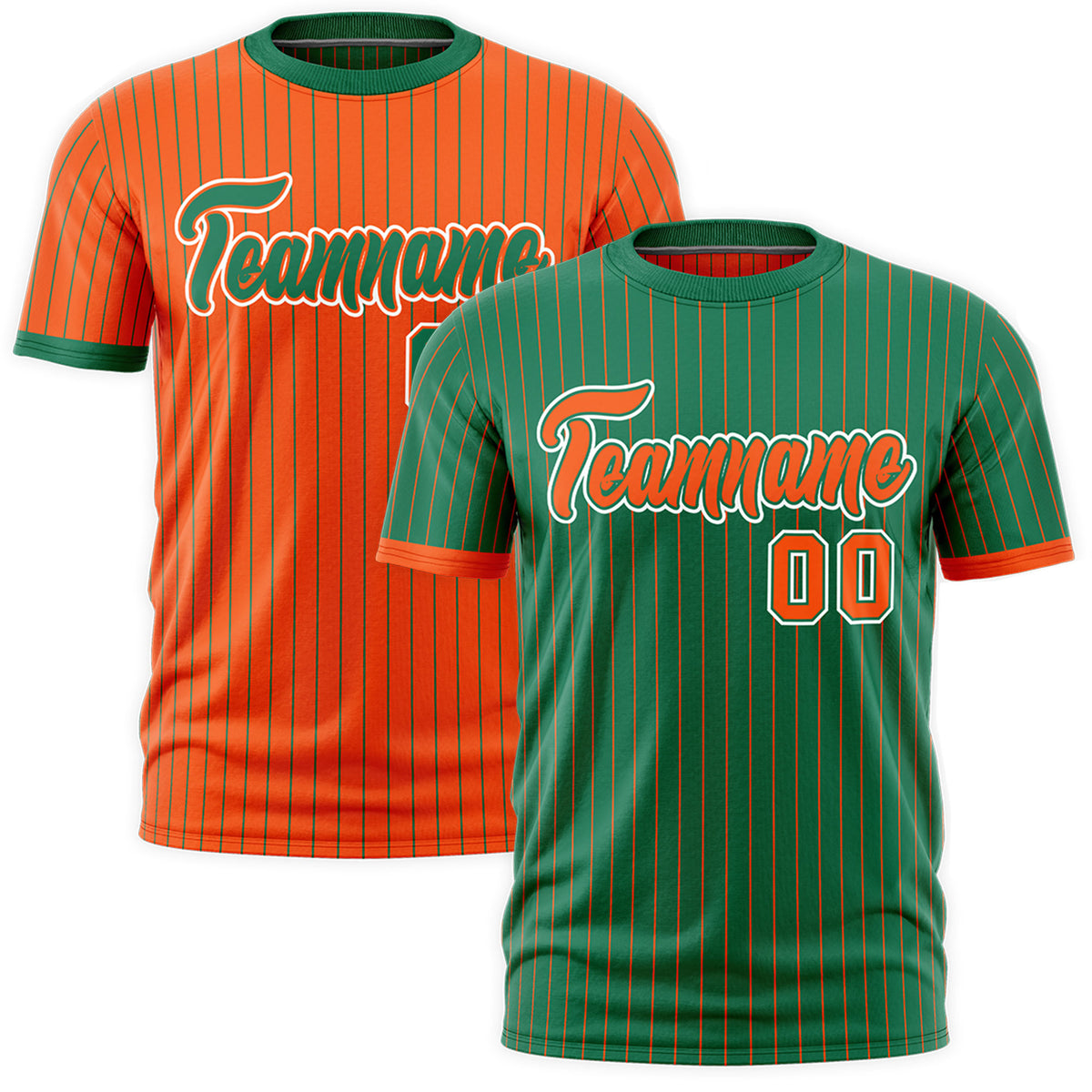 Custom Orange Kelly Green White Reversible Stripe Fashion T-shirt| KXKSHOP
