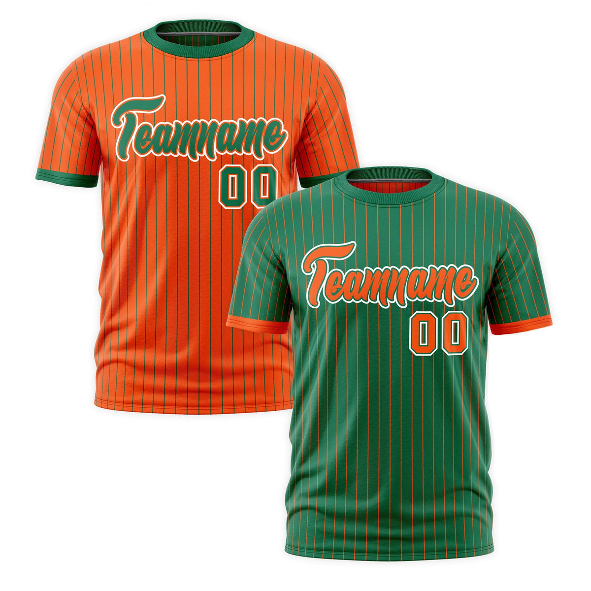 Custom Orange Kelly Green White Reversible Stripe Fashion T-shirt| KXKSHOP