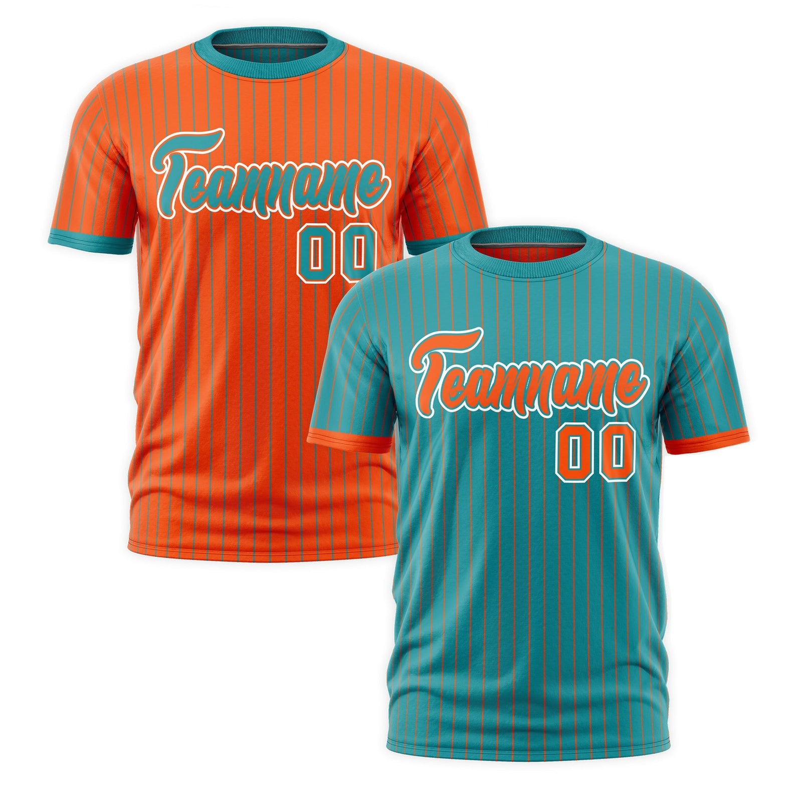 Custom Orange Aqua White Reversible Stripe Fashion T-shirt| KXKSHOP