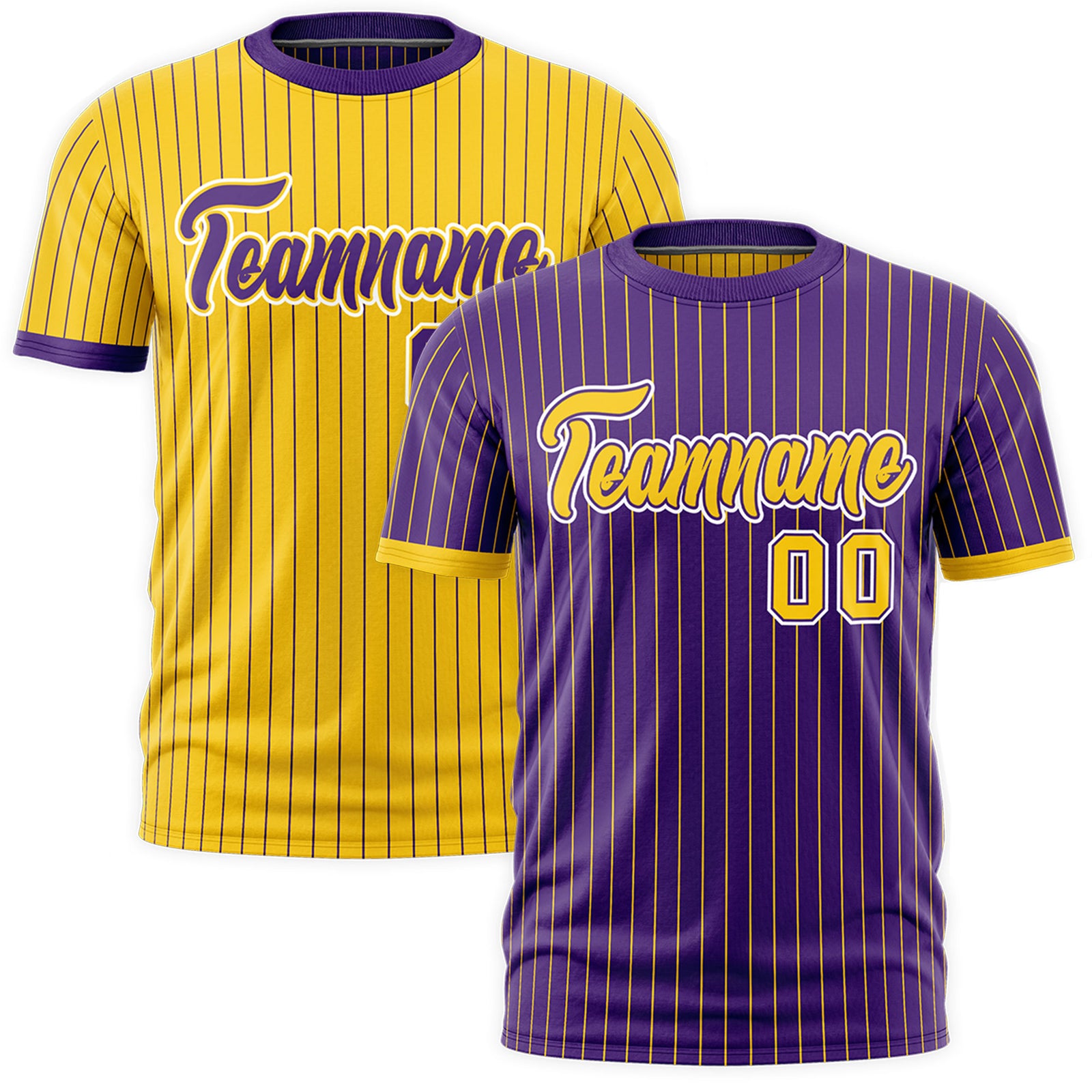 Custom Gold Purple White Reversible Stripe Fashion T-shirt| KXKSHOP