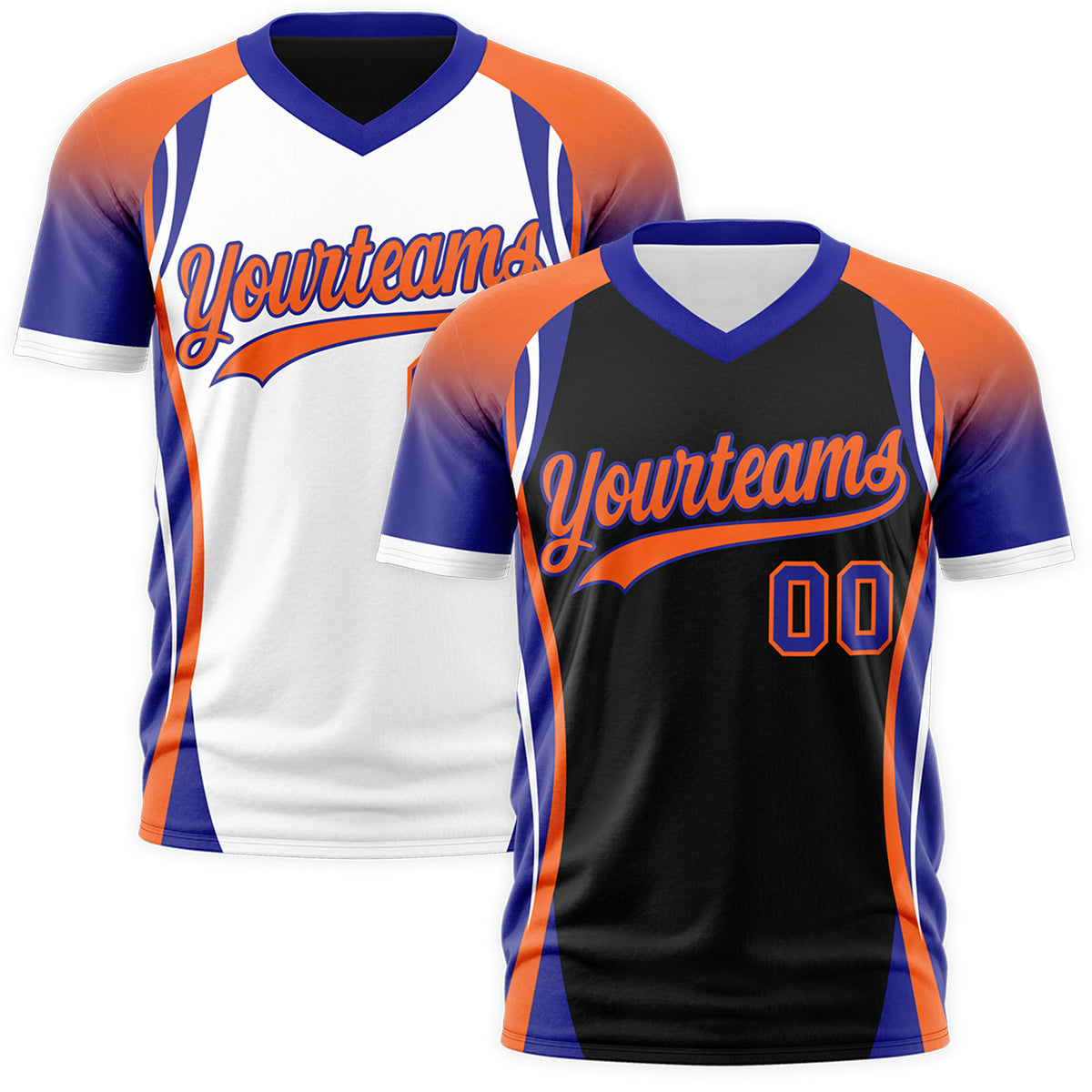 Custom Black Orange Royal Blue Reversible Wrinkle-Resistant T-shirt| KXKSHOP