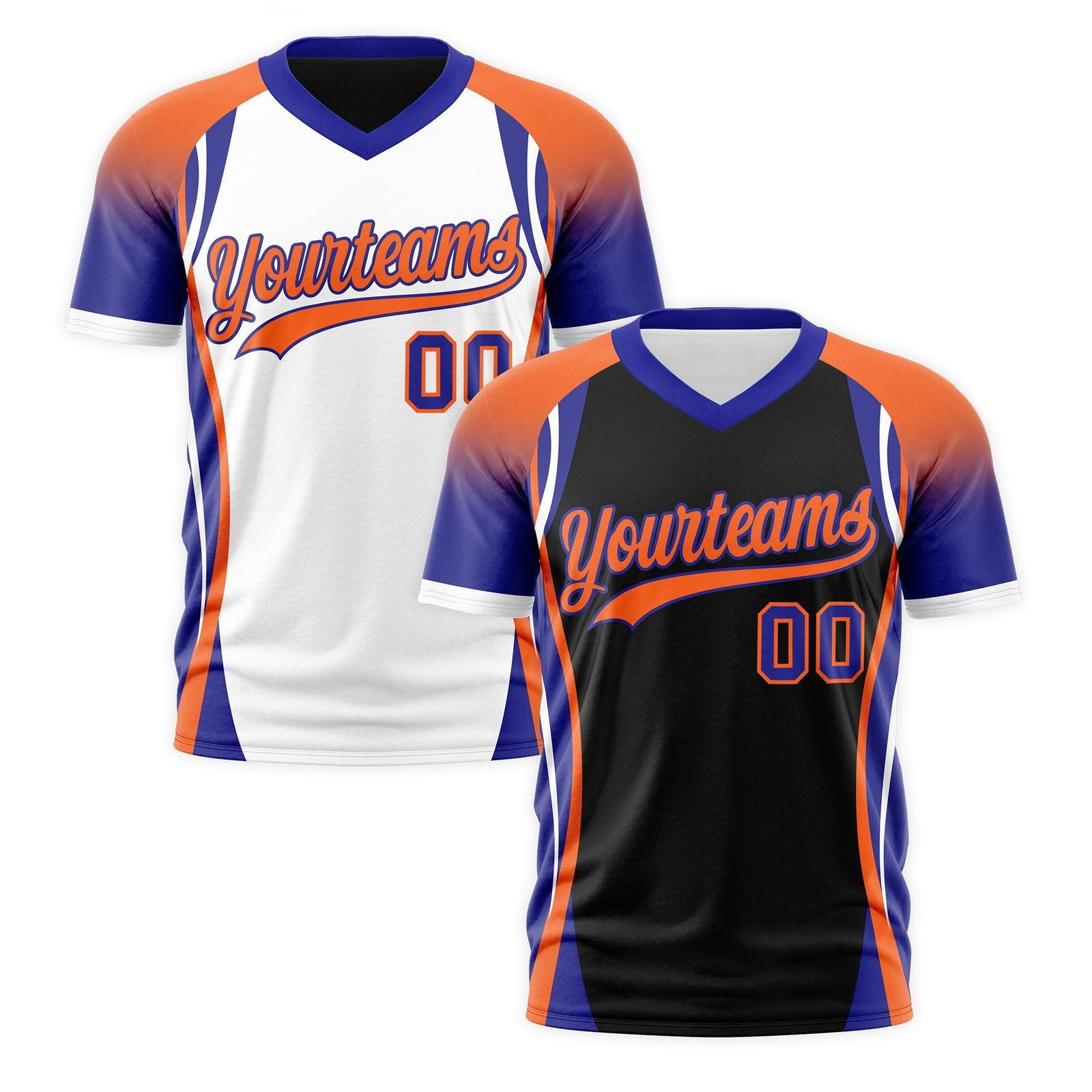 Custom Black Orange Royal Blue Reversible Wrinkle-Resistant T-shirt| KXKSHOP