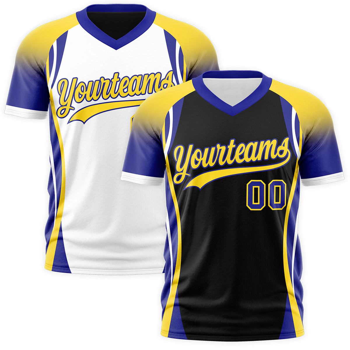 Custom Black Gold Royal Blue Reversible Wrinkle-Resistant T-shirt| KXKSHOP