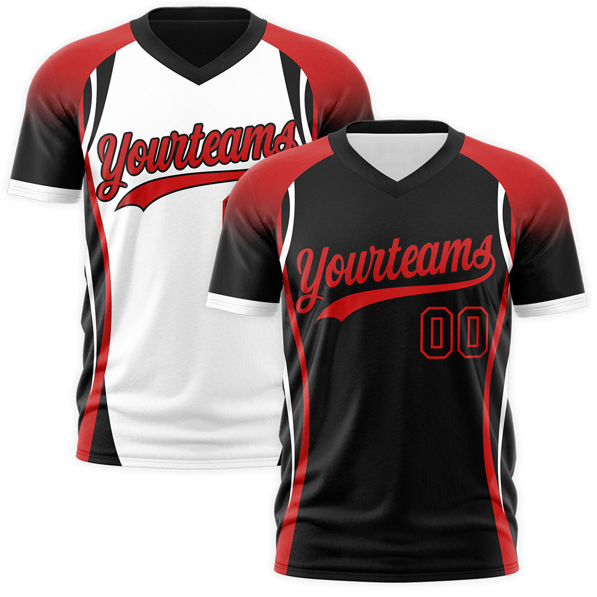 Custom Black Red White Reversible Wrinkle-Resistant T-shirt| KXKSHOP
