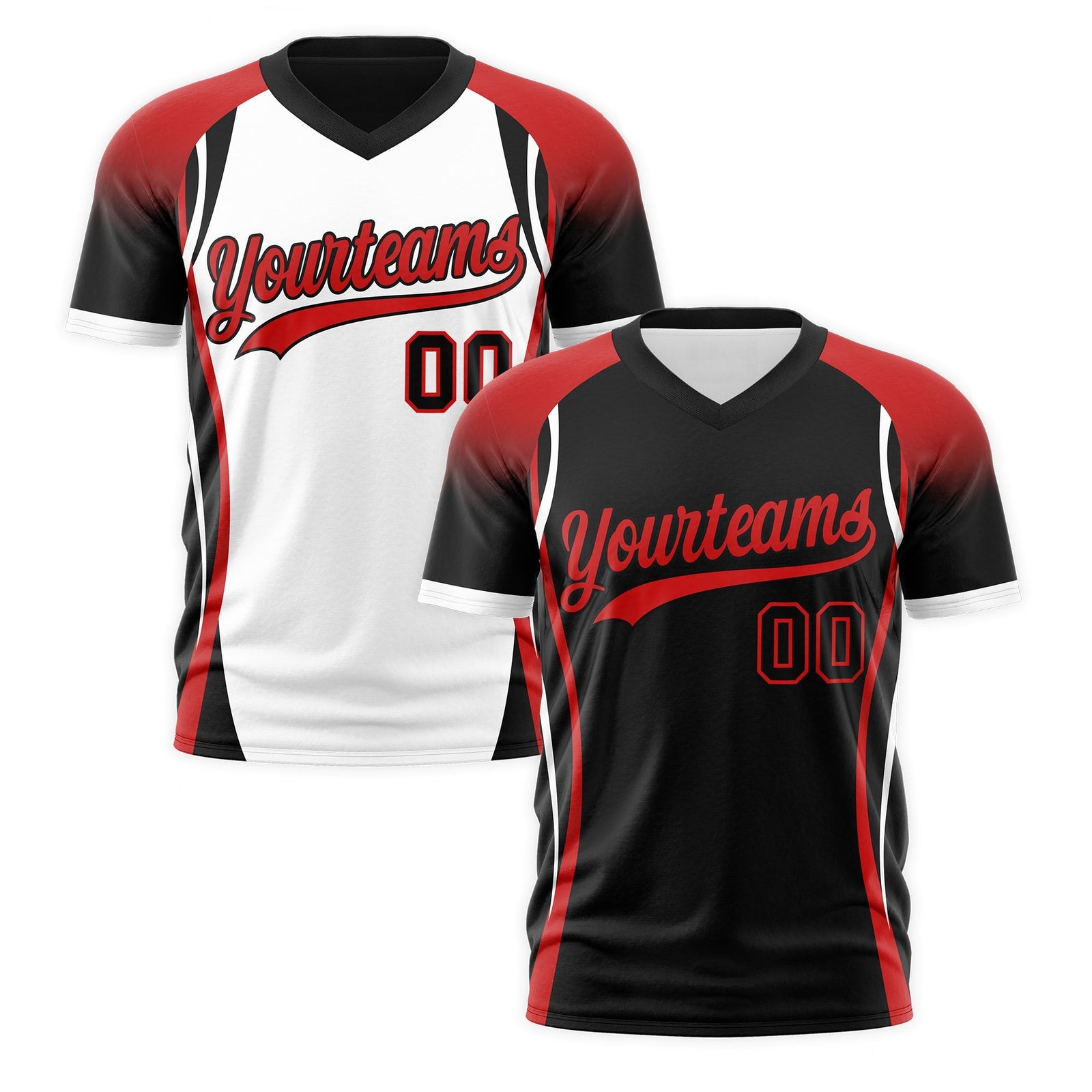 Custom Black Red White Reversible Wrinkle-Resistant T-shirt| KXKSHOP