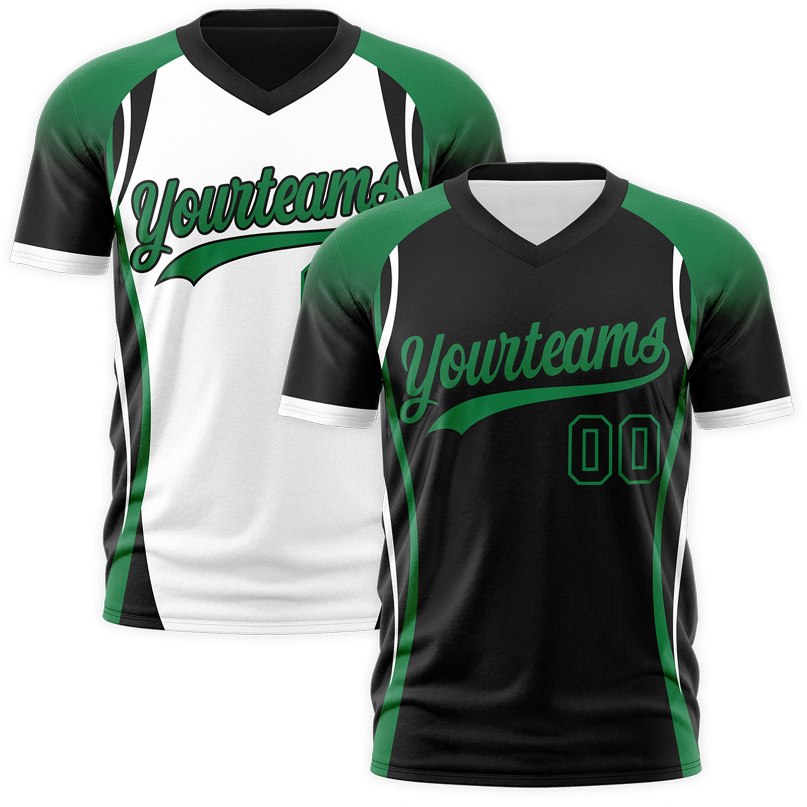 Custom Black Kelly Green White Reversible Breathable T-shirt| KXKSHOP