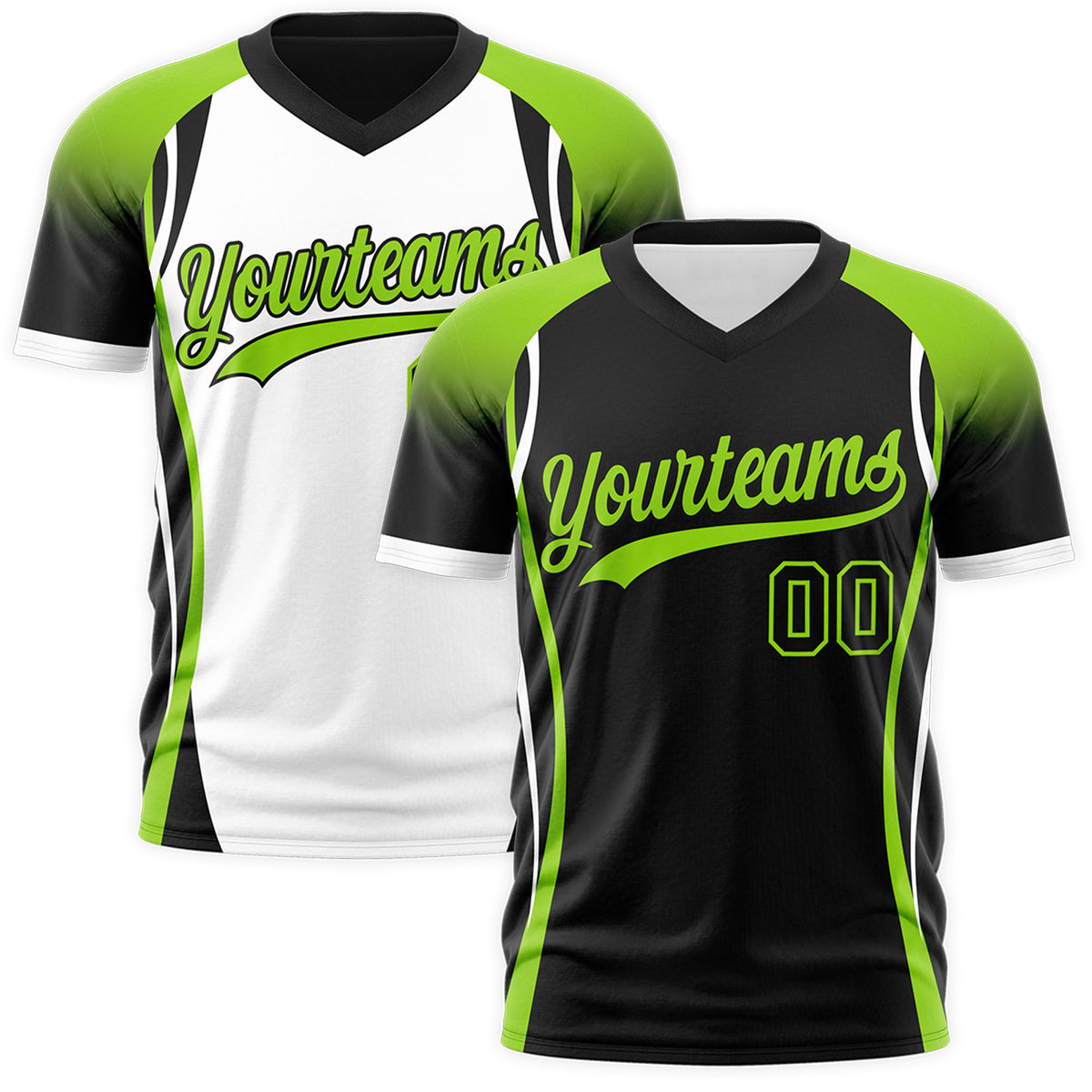 Custom Black Neon Green White Reversible Wrinkle-Resistant T-shirt| KXKSHOP