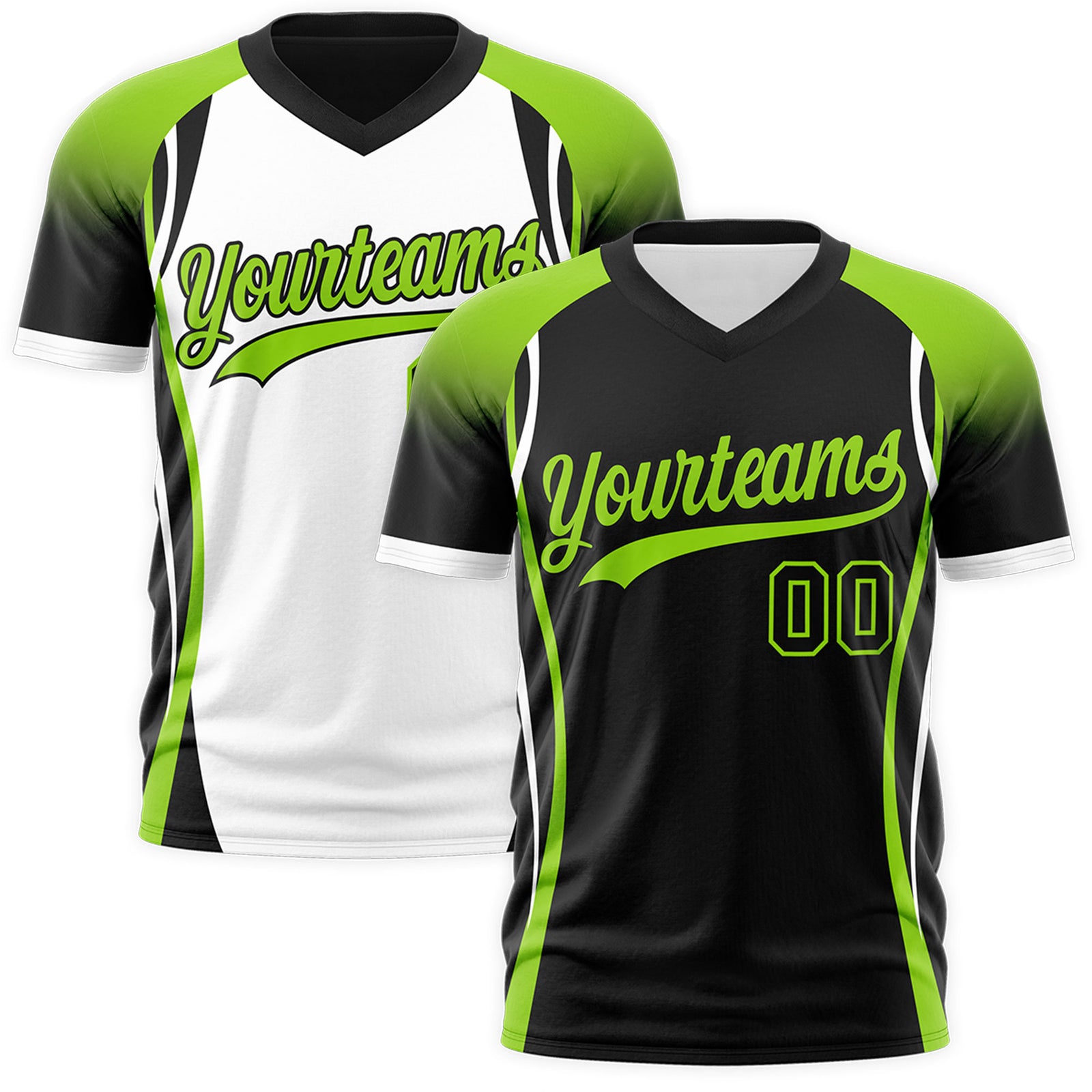 Custom Black Neon Green White Reversible Wrinkle-Resistant T-shirt| KXKSHOP