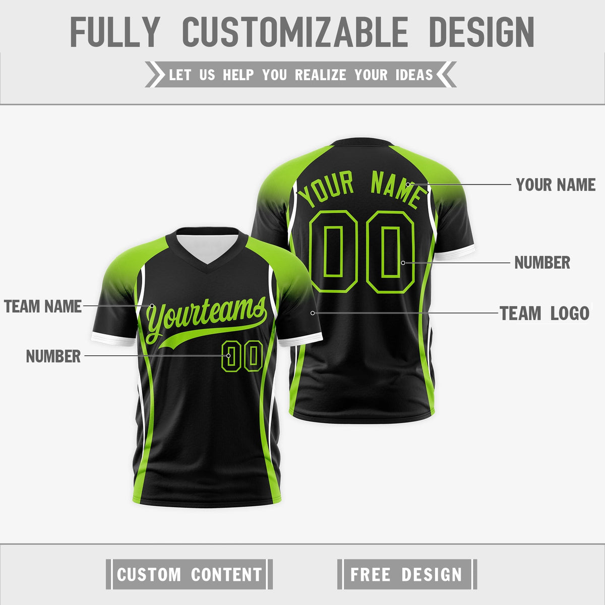Custom Black Neon Green White Reversible Wrinkle-Resistant T-shirt| KXKSHOP