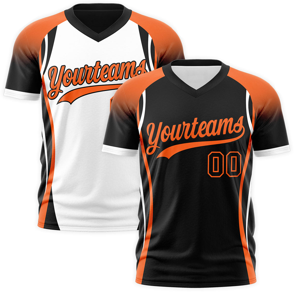 Custom Black Orange White Reversible Breathable T-shirt| KXKSHOP