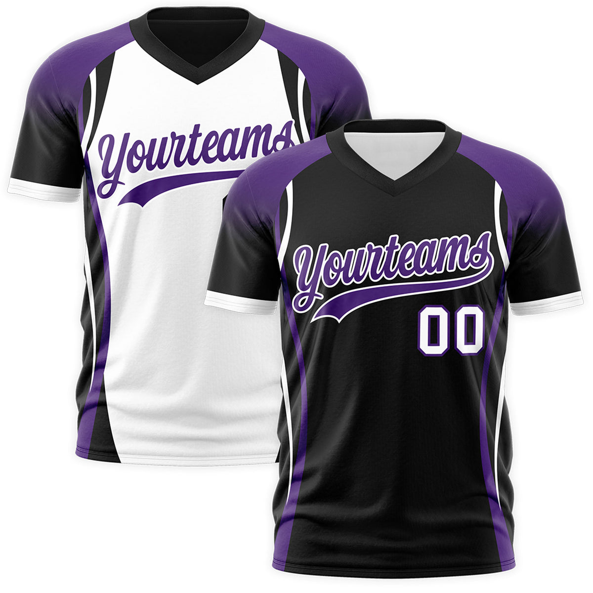 Custom Black Purple White Reversible Wrinkle-Resistant T-shirt| KXKSHOP