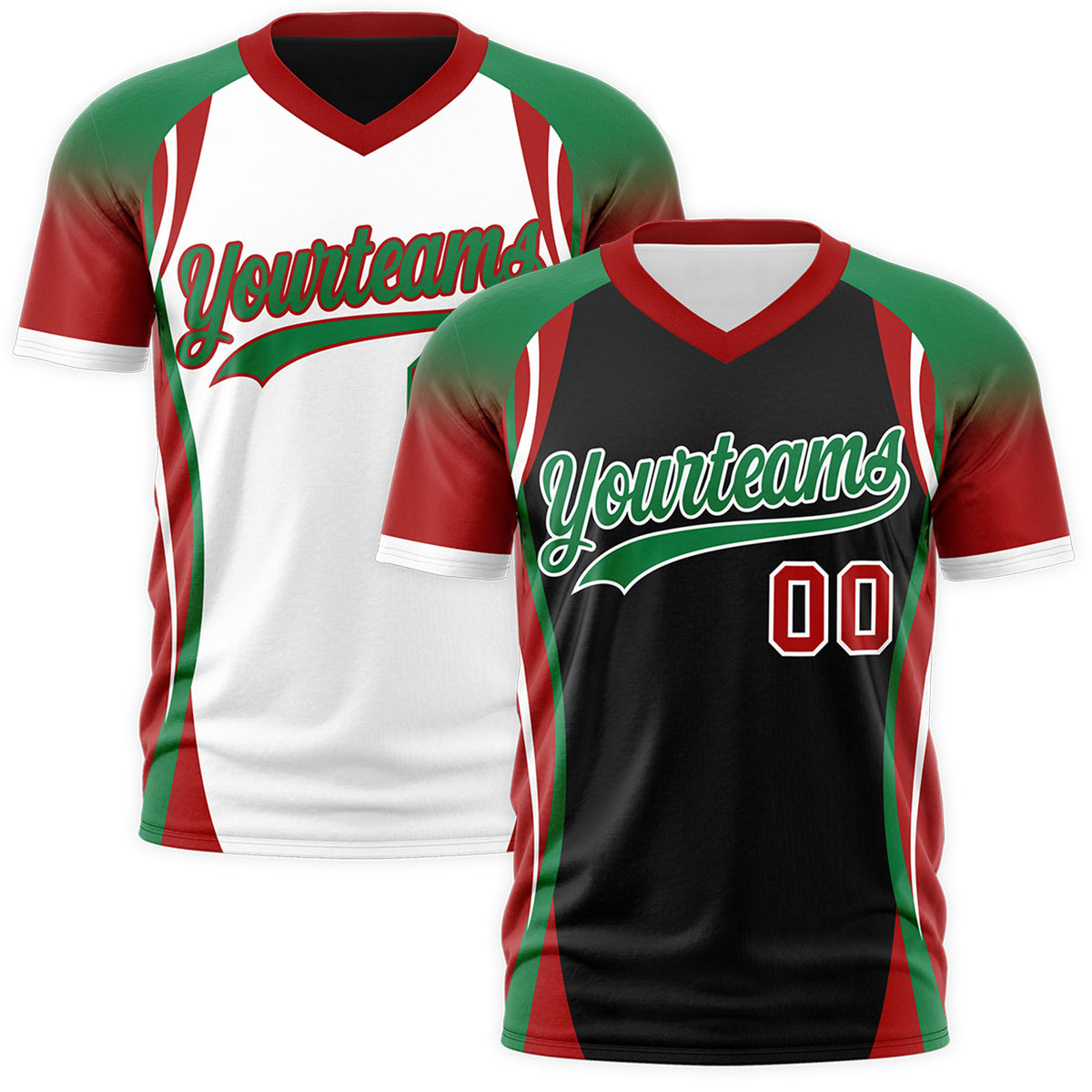 Custom Black Kelly Green Red Reversible Wrinkle-Resistant T-shirt| KXKSHOP