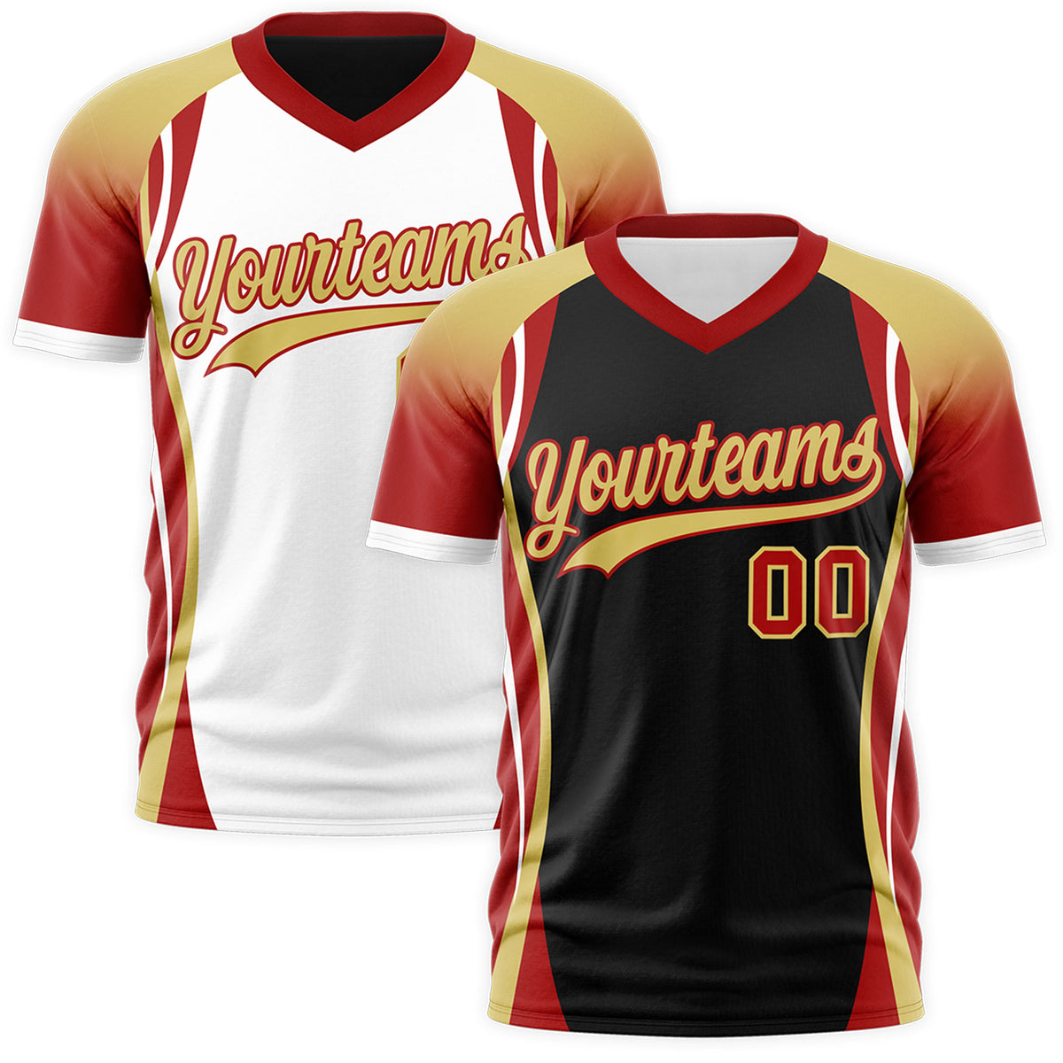 Custom Black Old Gold Red Reversible Breathable T-shirt| KXKSHOP