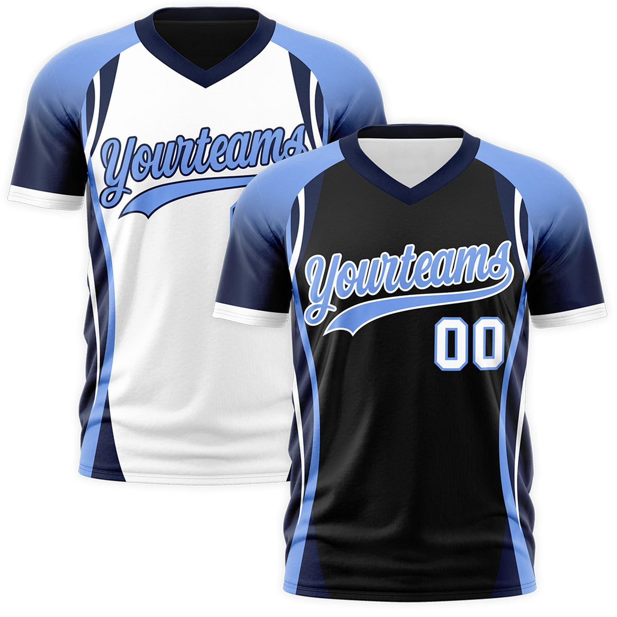 Custom Black Light Blue Navy Reversible Wrinkle-Resistant T-shirt| KXKSHOP