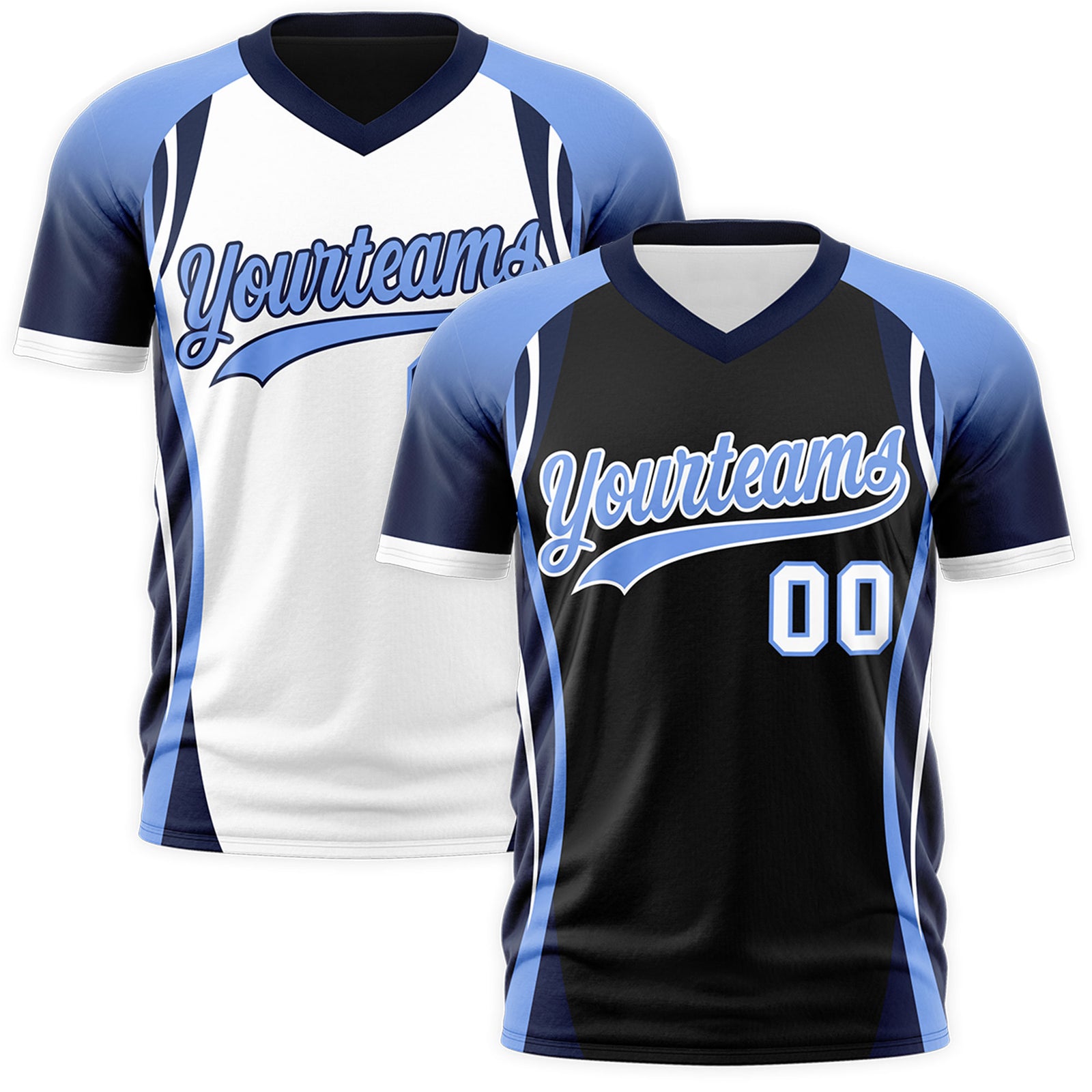 Custom Black Light Blue Navy Reversible Wrinkle-Resistant T-shirt| KXKSHOP