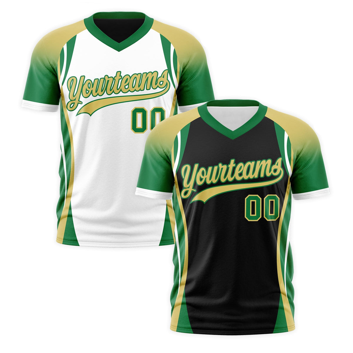 Custom Black Old Gold Kelly Green Reversible Breathable T-shirt| KXKSHOP