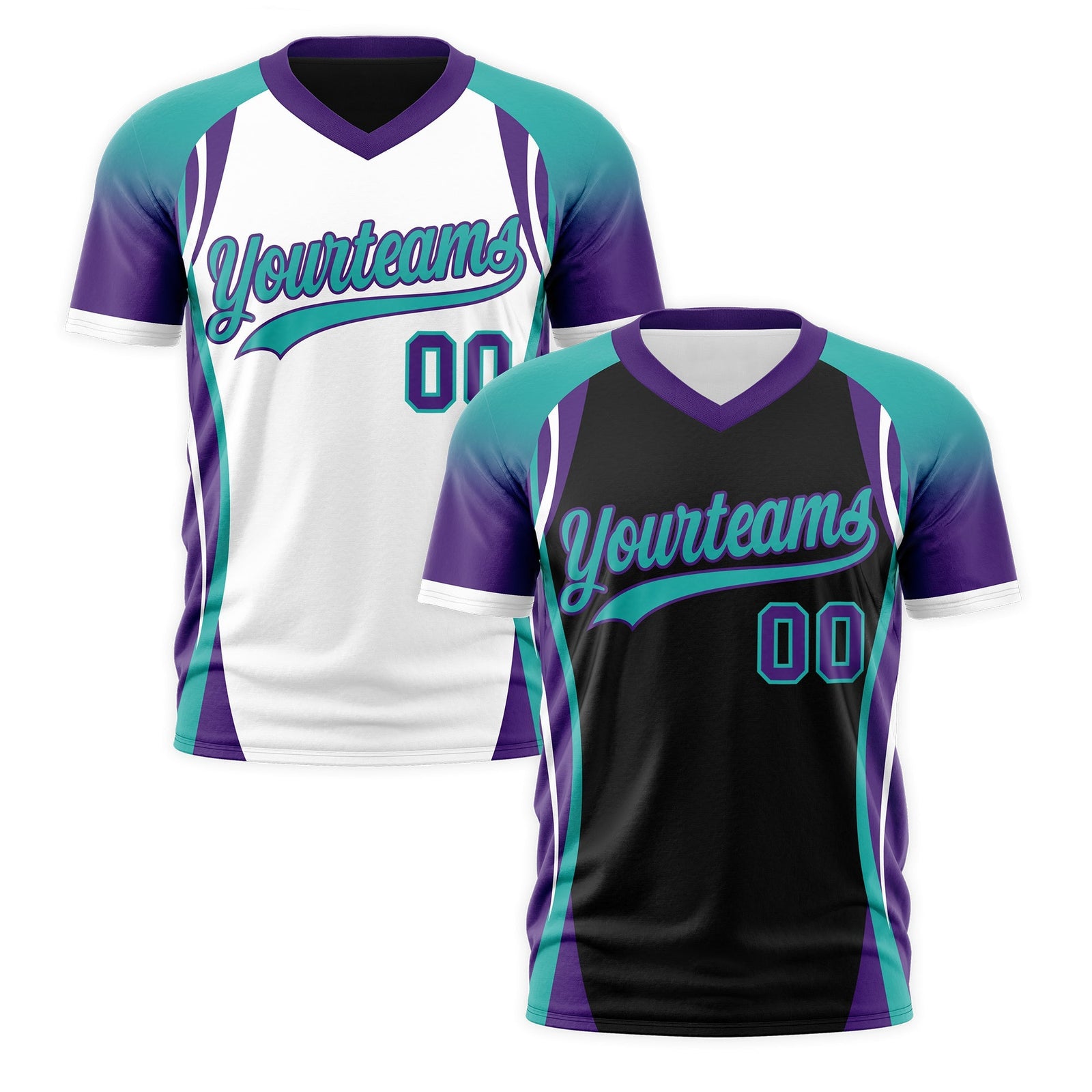Custom Black Aqua Purple Reversible Wrinkle-Resistant T-shirt| KXKSHOP
