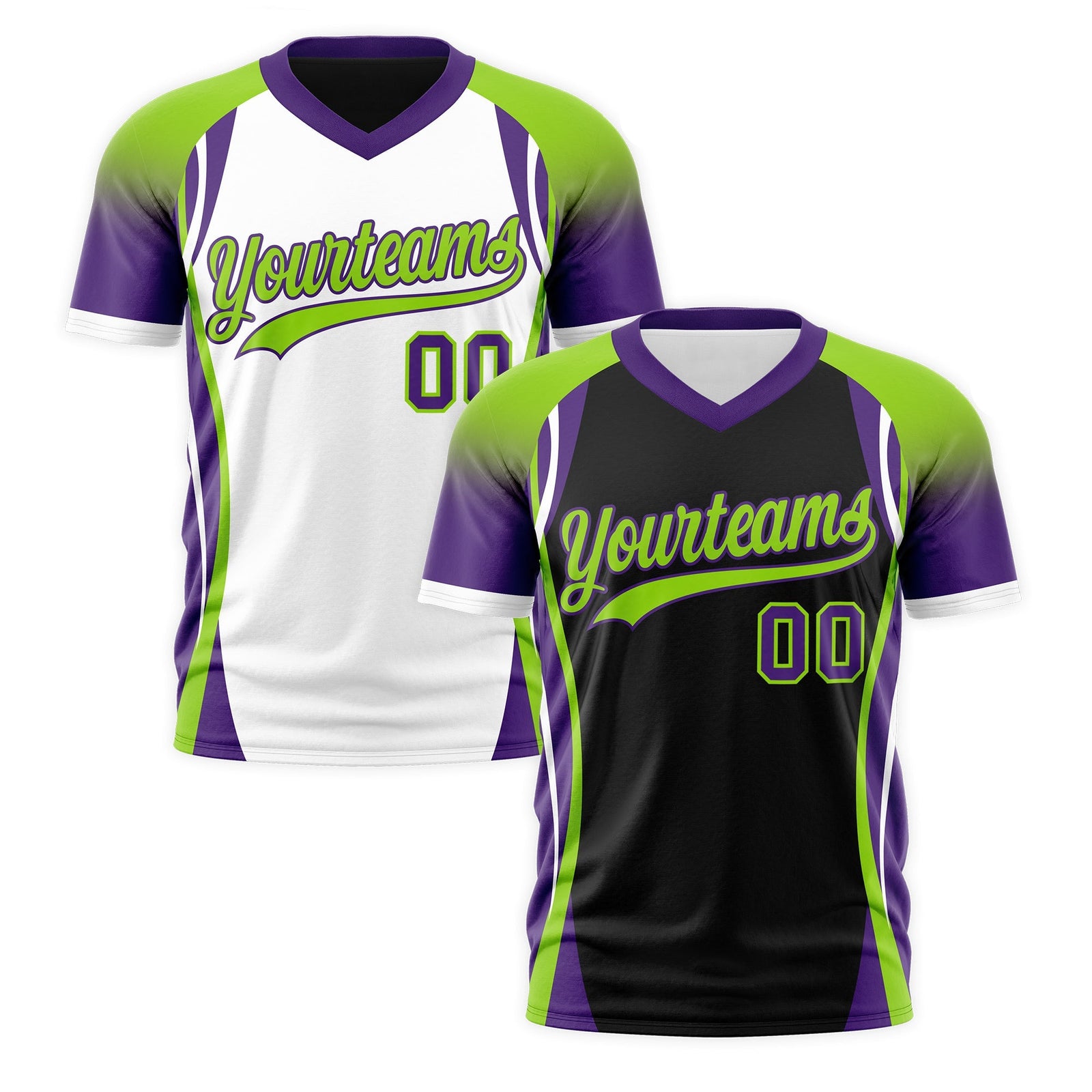 Custom Black Neon Green Purple Reversible Breathable T-shirt| KXKSHOP